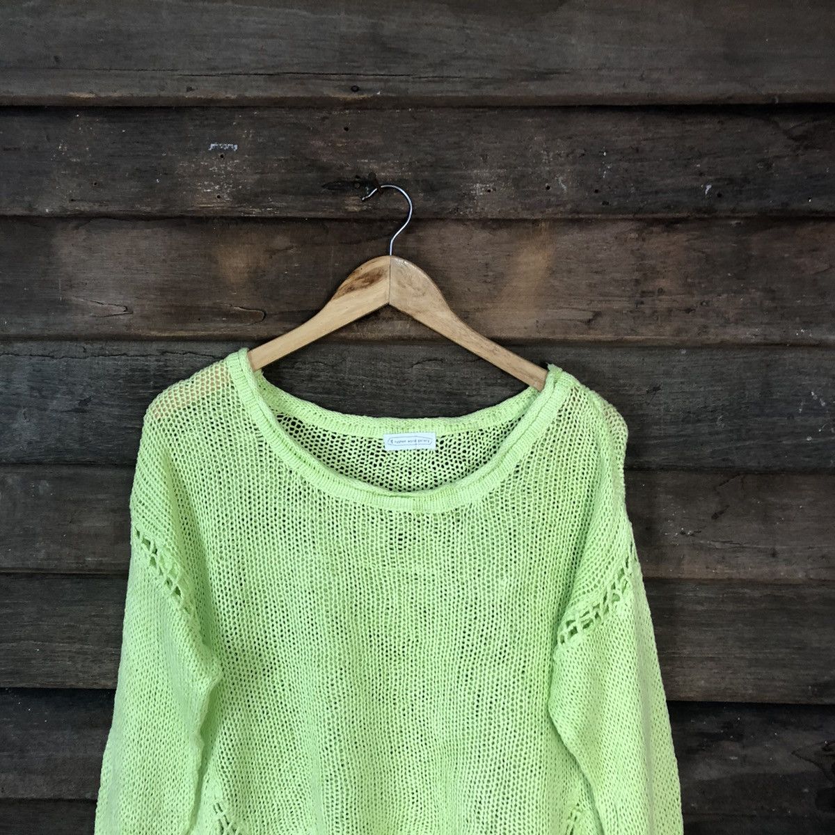 Vintage Hypen World Gallery Mesh Net Crochet Green Knitwear #7148 Size L / US 10 / IT 46 - 2 Thumbnail