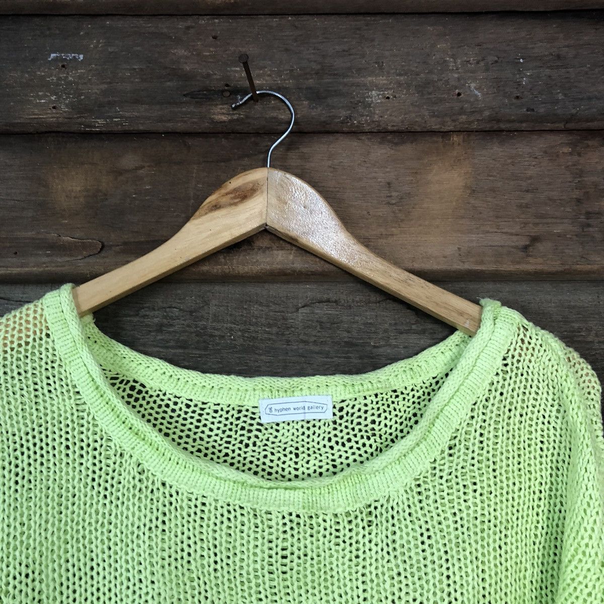 Vintage Hypen World Gallery Mesh Net Crochet Green Knitwear #7148 Size L / US 10 / IT 46 - 7 Thumbnail