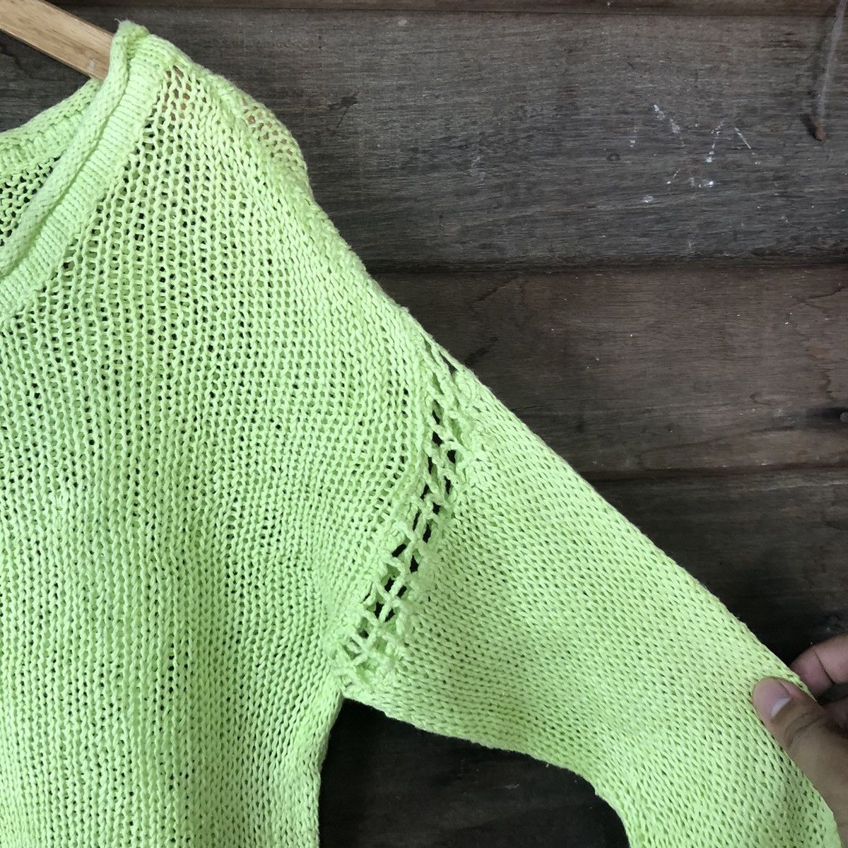 Vintage Hypen World Gallery Mesh Net Crochet Green Knitwear #7148 Size L / US 10 / IT 46 - 10 Thumbnail