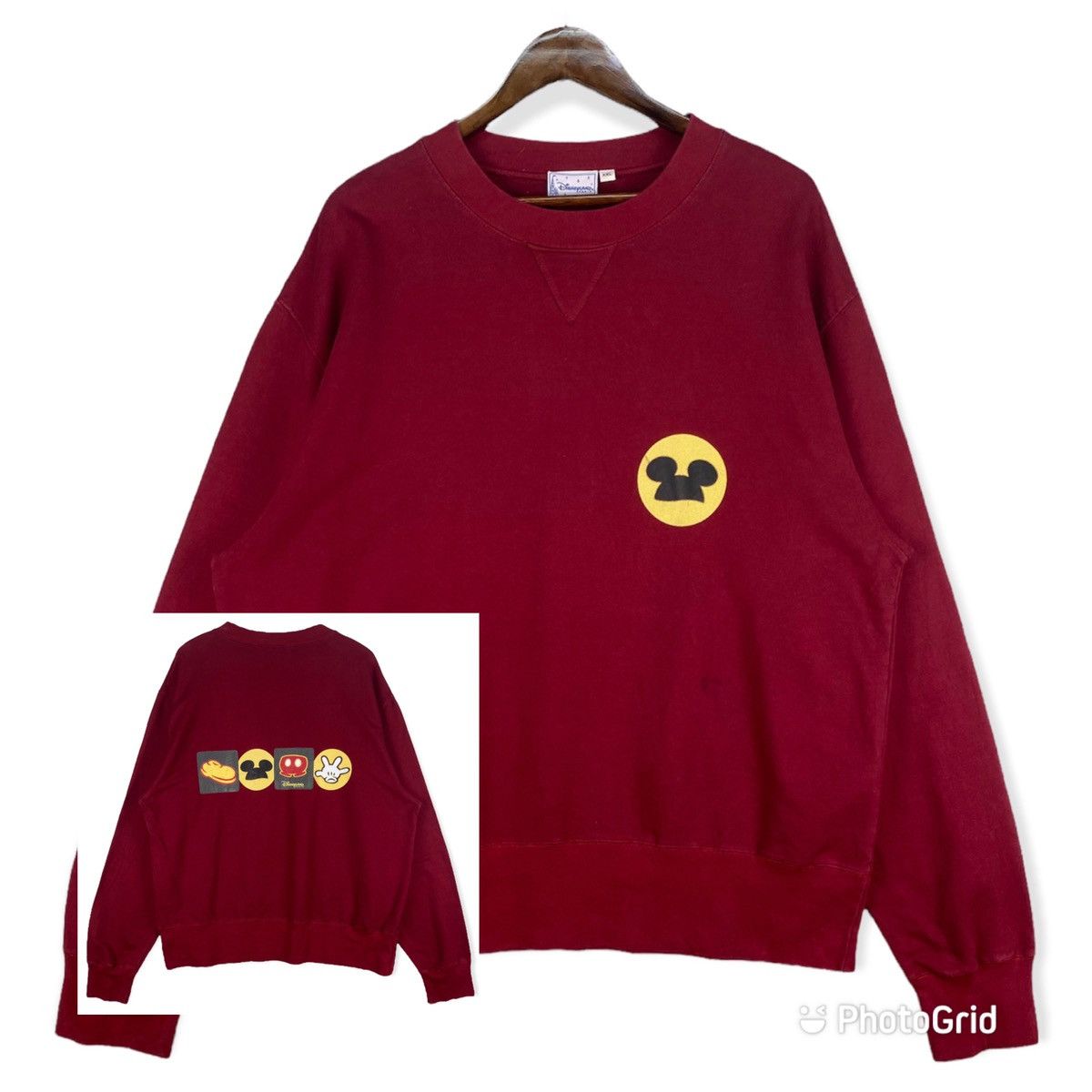 image of Cartoon Network x Disney Vintage Mickey Disneyland Sweatshirt in Red, Men's (Size 2XL)