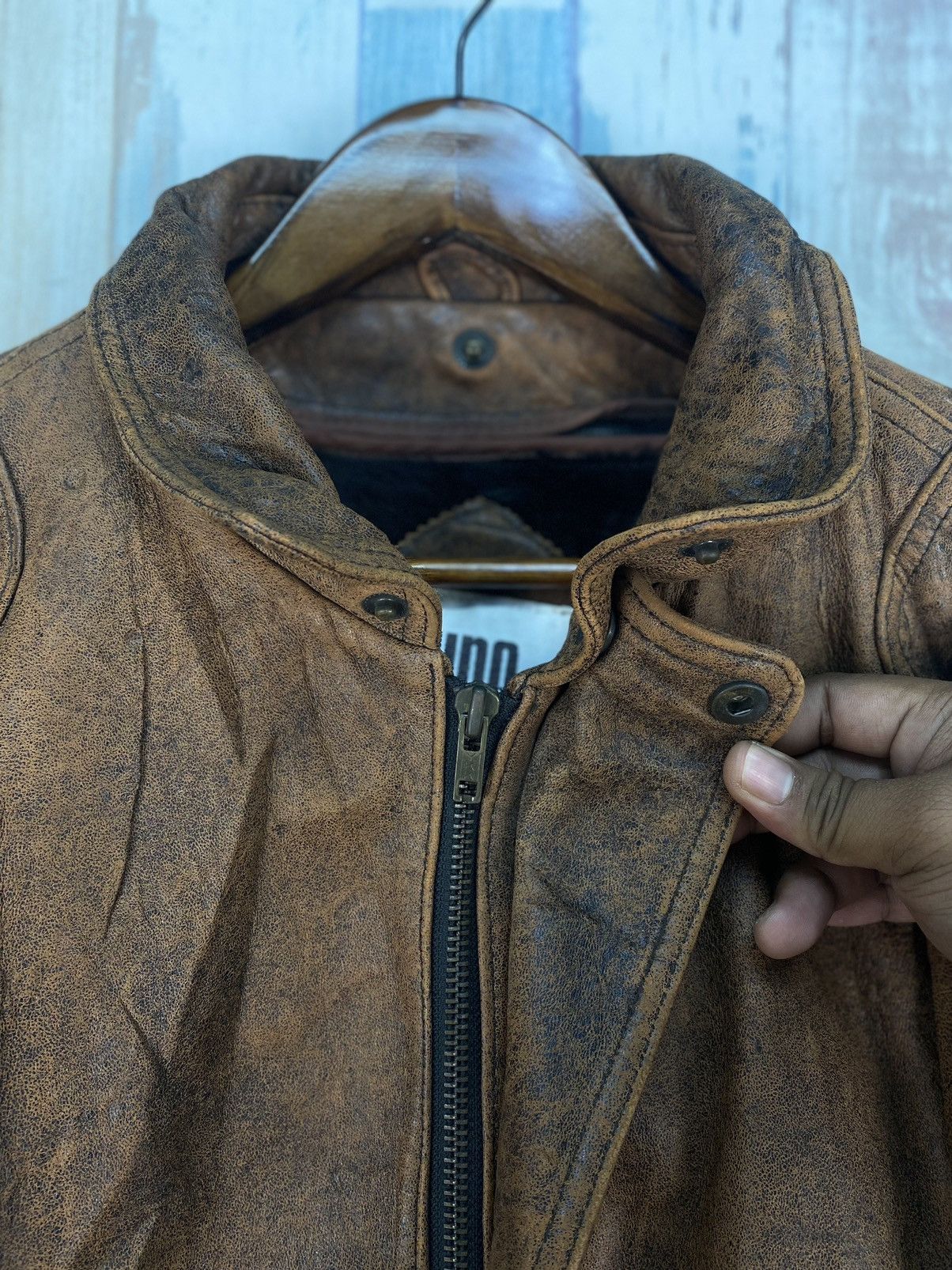 Genuine Leather Vintage UNO UOMO Sheepskin Leather Jacket Size US L / EU 52-54 / 3 - 7 Thumbnail