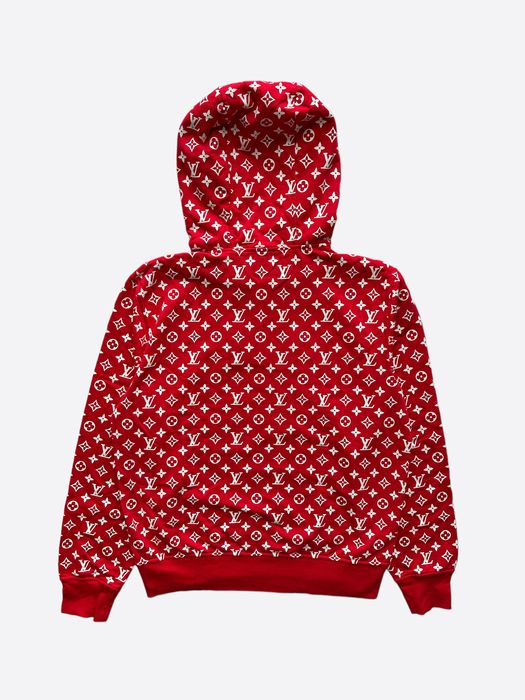 Supreme red outlet louis vuitton hoodie