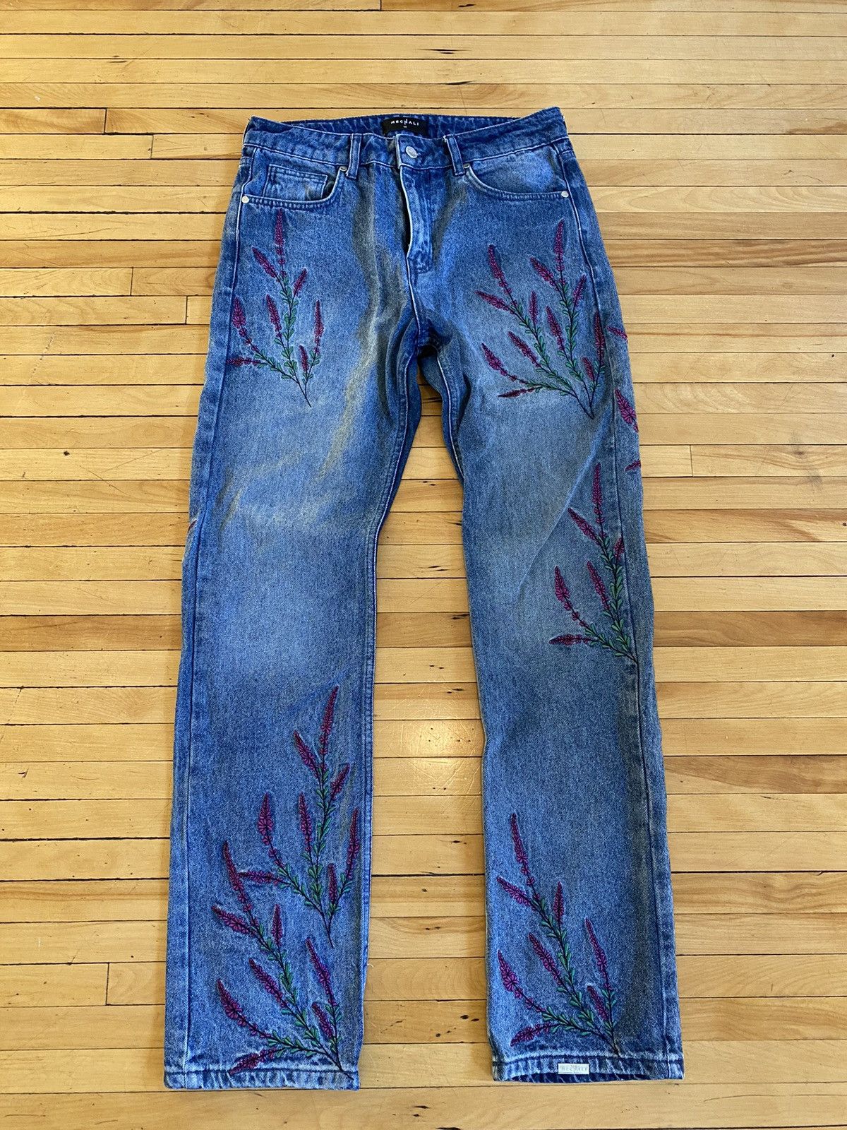 Other Mechali Lavender Embroidered Jeans Size US 32 / EU 48 - 1 Thumbnail