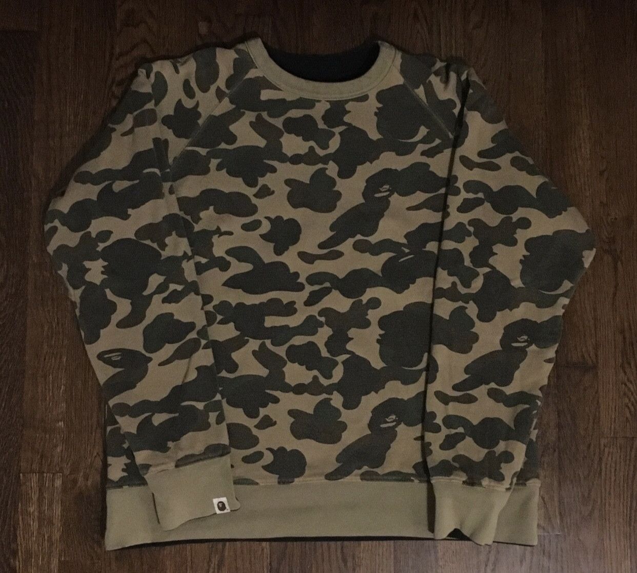 image of Bape Camo Reversible Crew Neck Sweatshirt, Men's (Size XL)