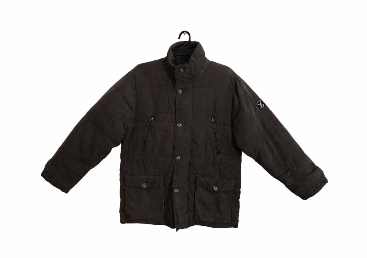 image of Lyle Scott x Vintage Lyle & Scott Black Label Puffer Quilted Outdoor Multi Pocket in Olive Green (S