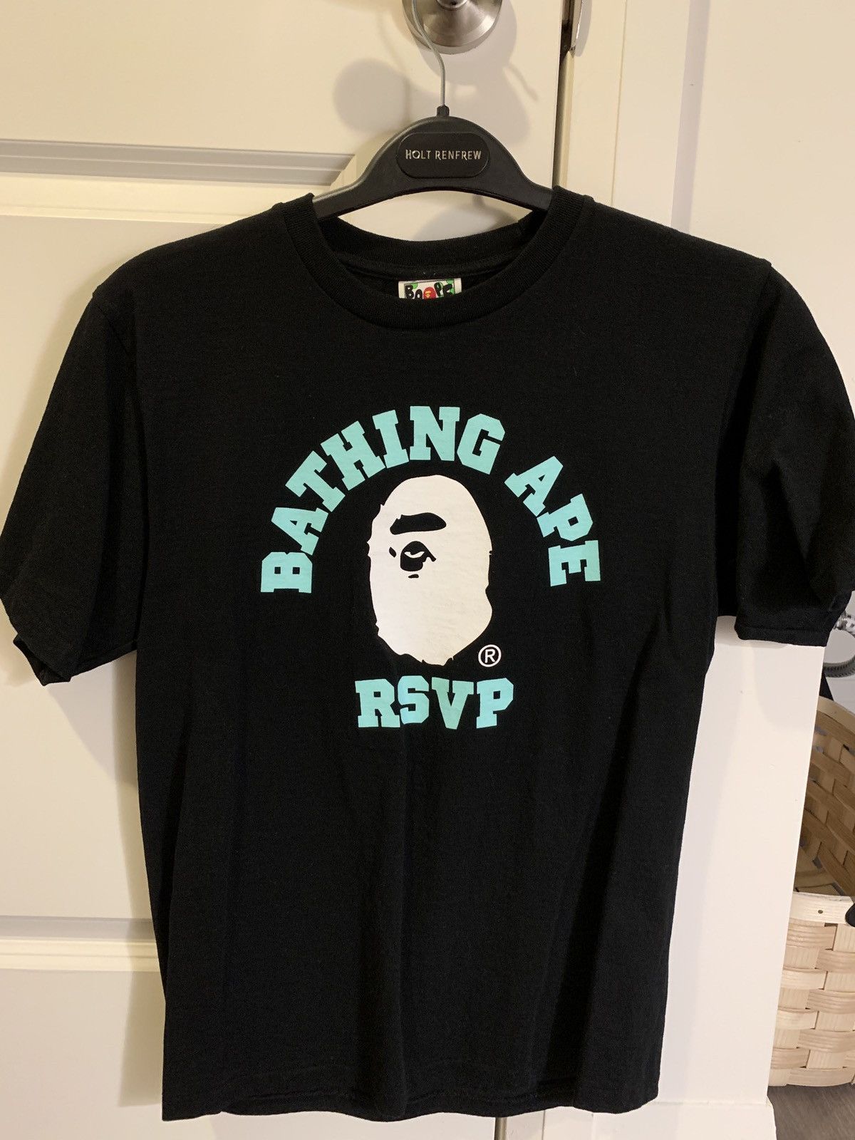 image of Bape x Rsvp Gallery College Tee in Black, Men's (Size Medium)