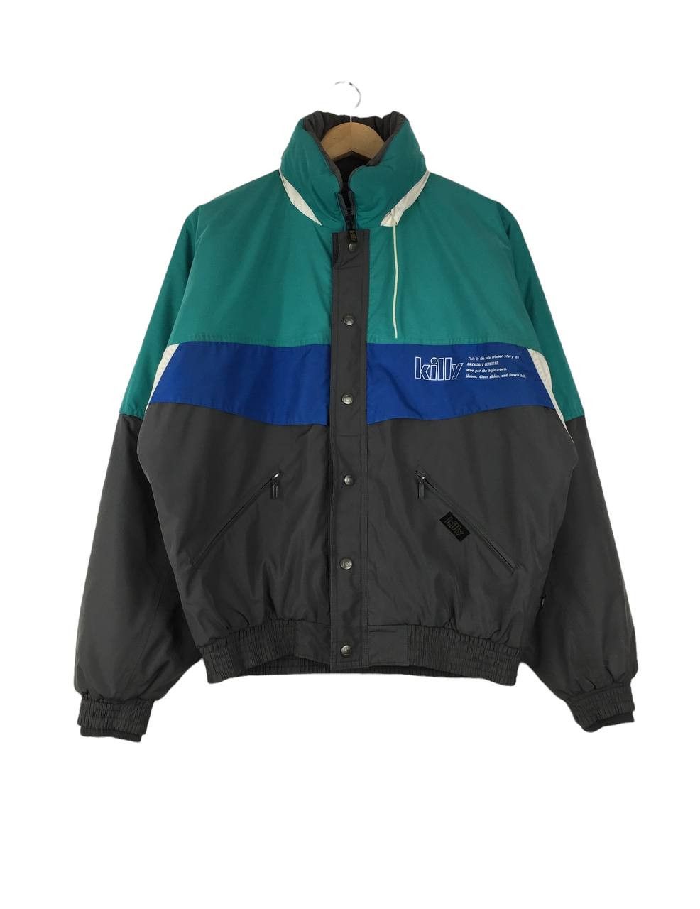 image of Asics x Vintage Killy Ski Jacket in Grey/Green, Men's (Size Medium)