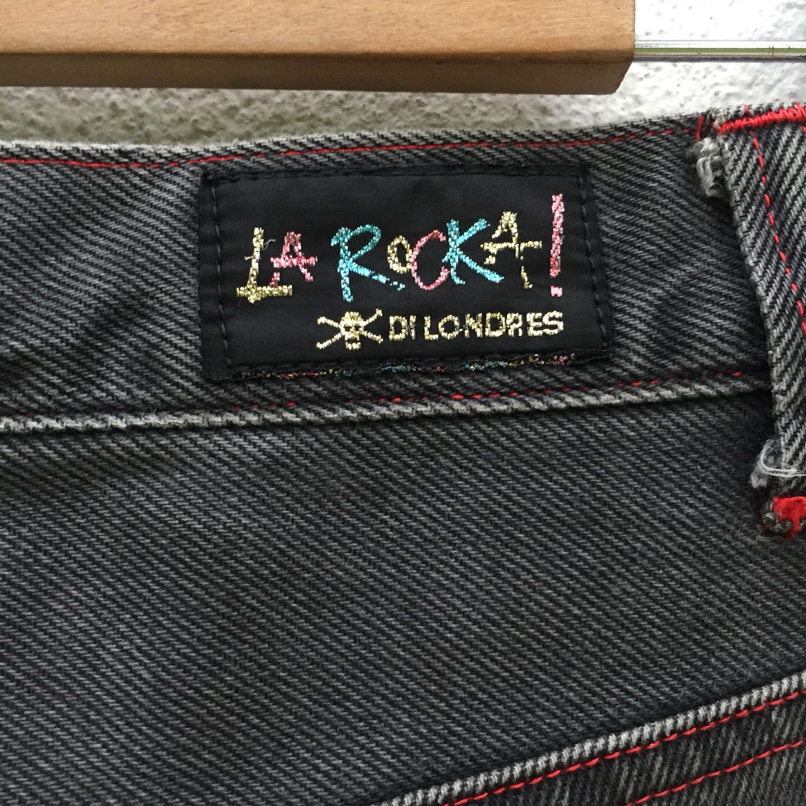 A.F.F.A. Vintage La Rocka 🇬🇧 💀 Red Line Pocket Punk/Goth Denim Pants Size US 30 / EU 46 - 11 Thumbnail