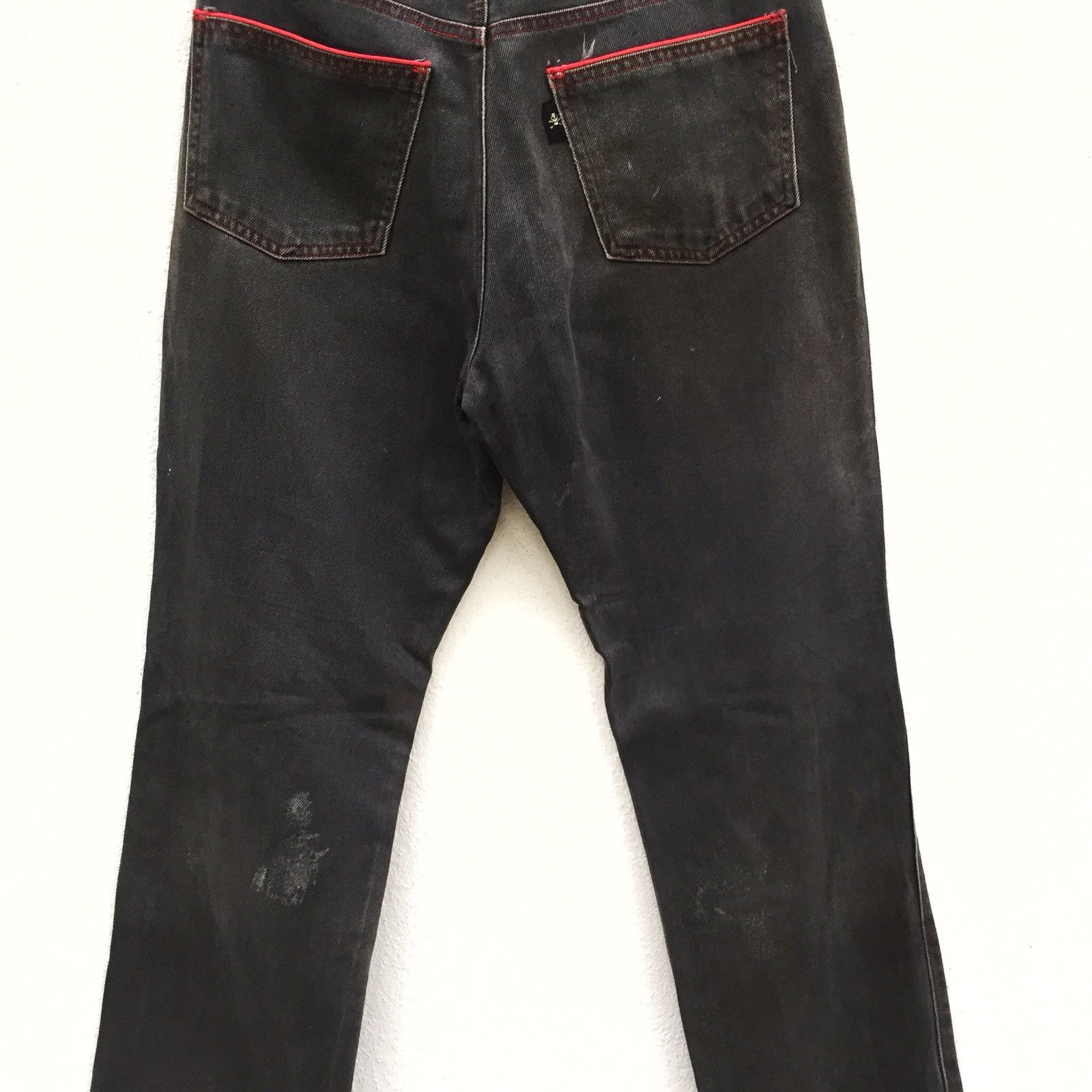 A.F.F.A. Vintage La Rocka 🇬🇧 💀 Red Line Pocket Punk/Goth Denim Pants Size US 30 / EU 46 - 9 Thumbnail