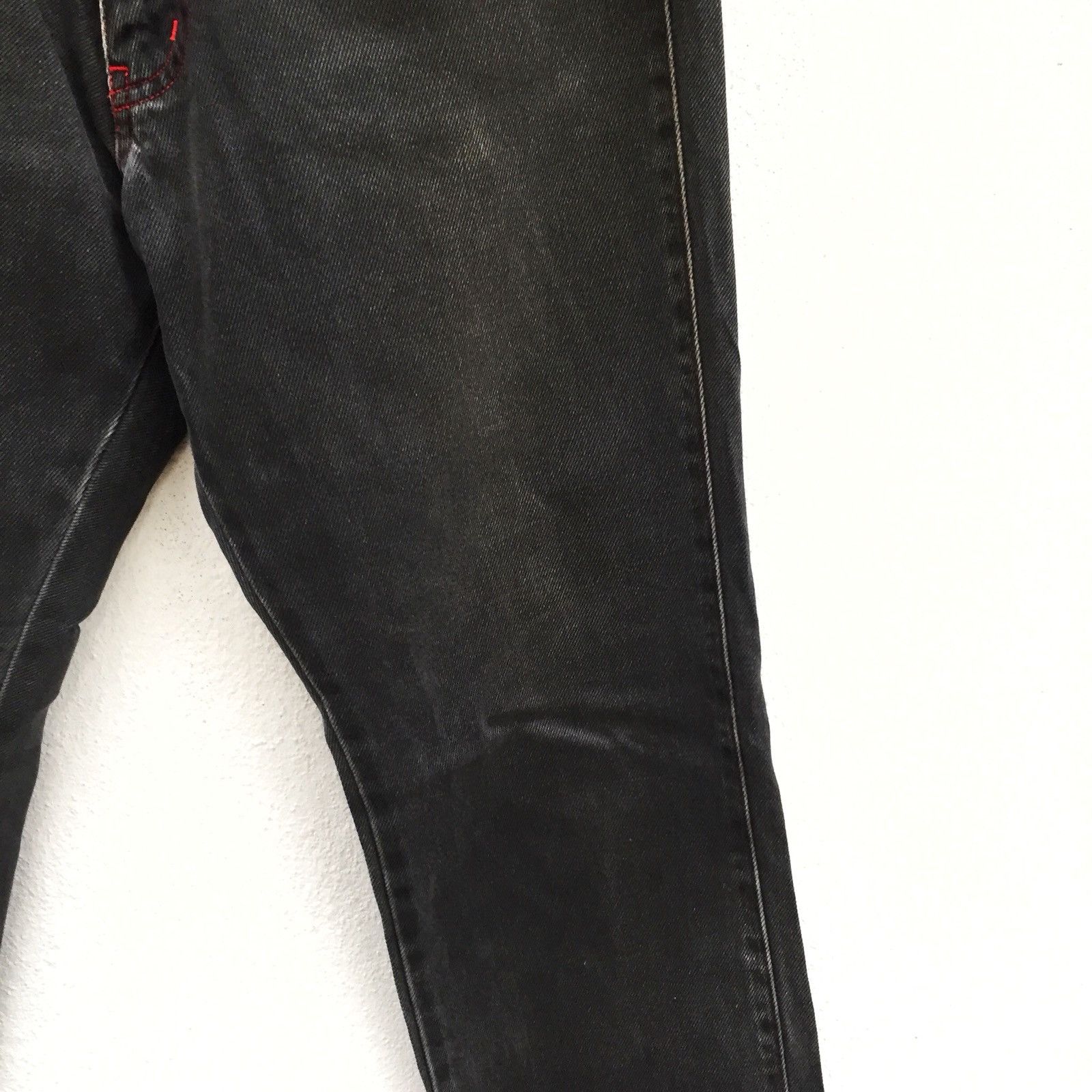 A.F.F.A. Vintage La Rocka 🇬🇧 💀 Red Line Pocket Punk/Goth Denim Pants Size US 30 / EU 46 - 5 Thumbnail