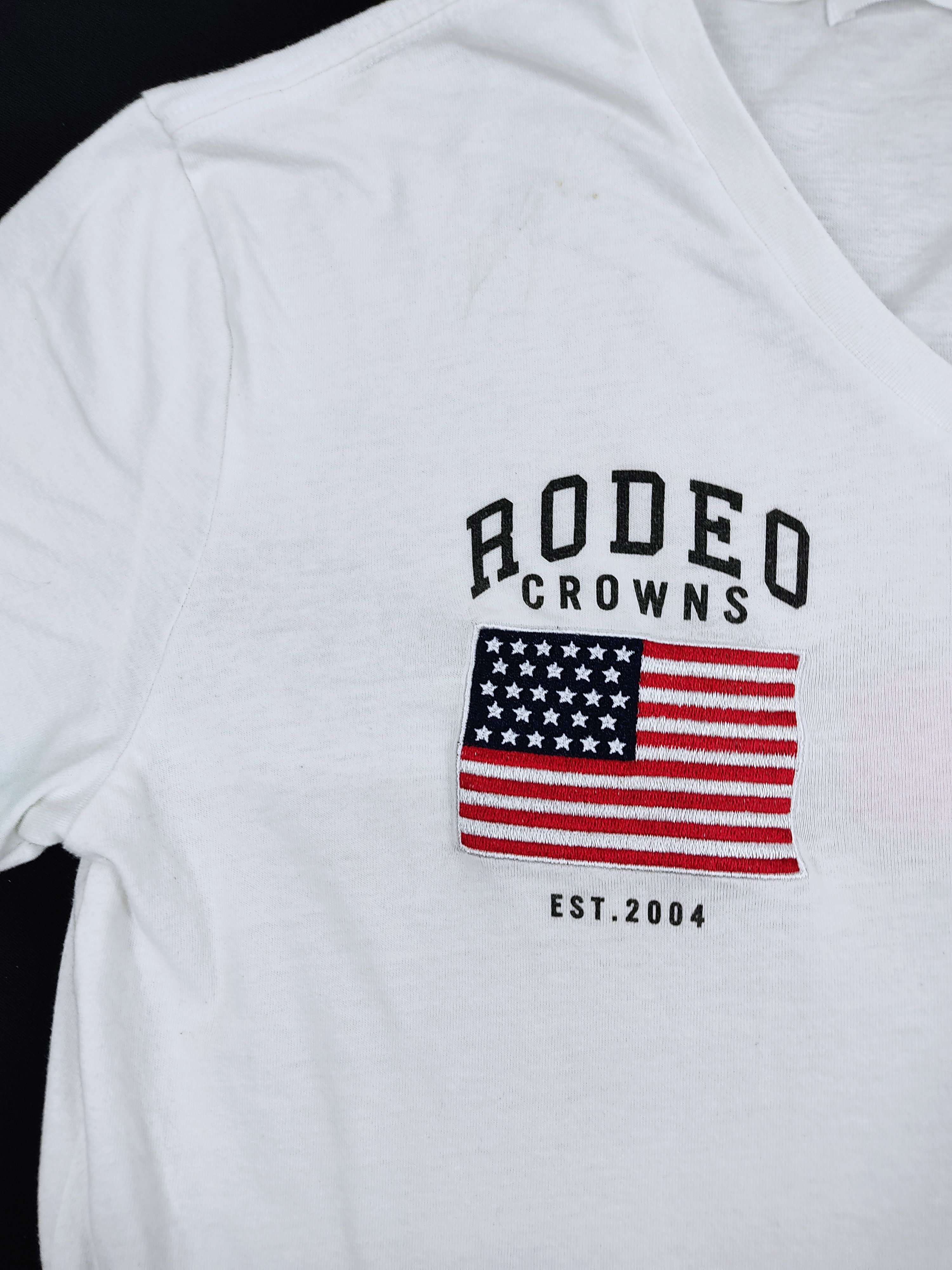 Japanese Brand RCWB Rodeo Crowns V Neck T-shirt American Flag Logo Tee Size M / US 6-8 / IT 42-44 - 3 Thumbnail