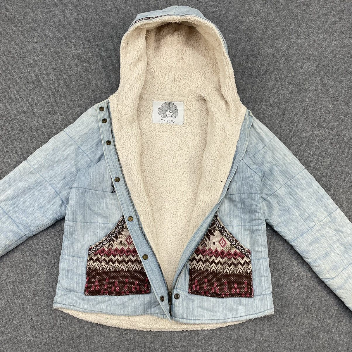 Japanese Brand Scolar Denim Embroidery Sherpa Jacket Size US M / EU 48-50 / 2 - 4 Thumbnail