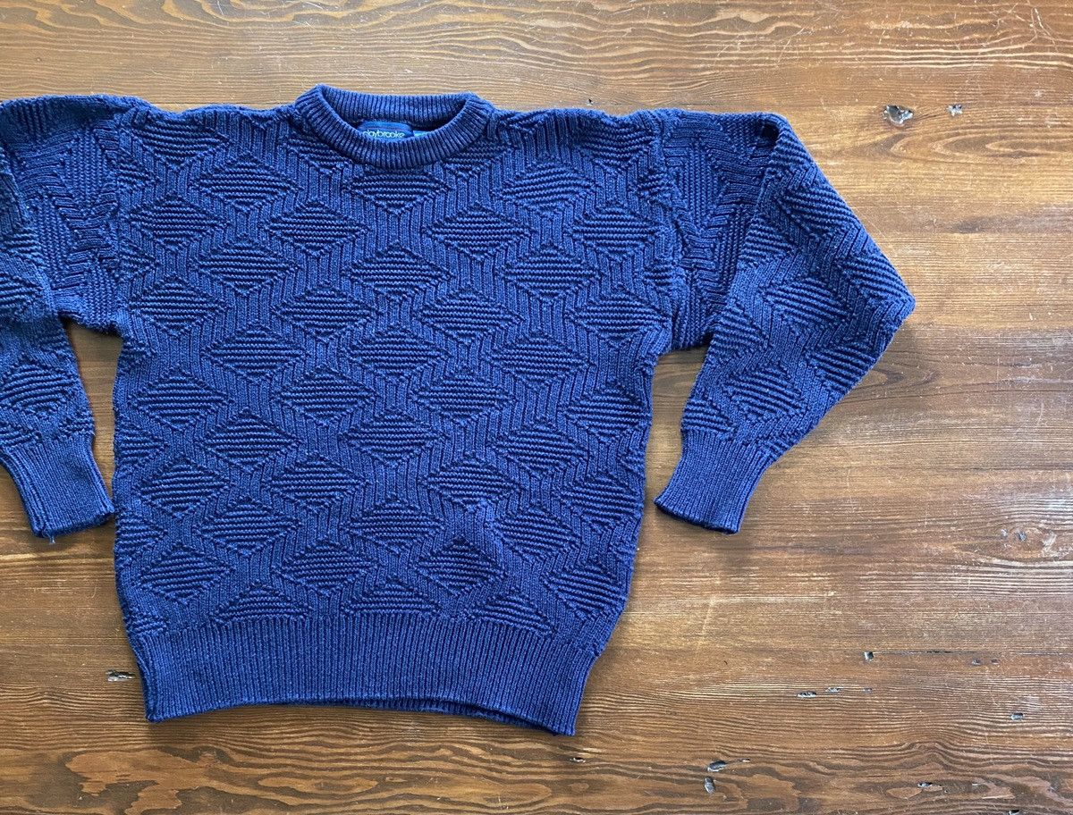 Vintage Vintage 80’s Claybrooke Navy Diamond Pattern Knit Sweater Size US L / EU 52-54 / 3 - 1 Thumbnail