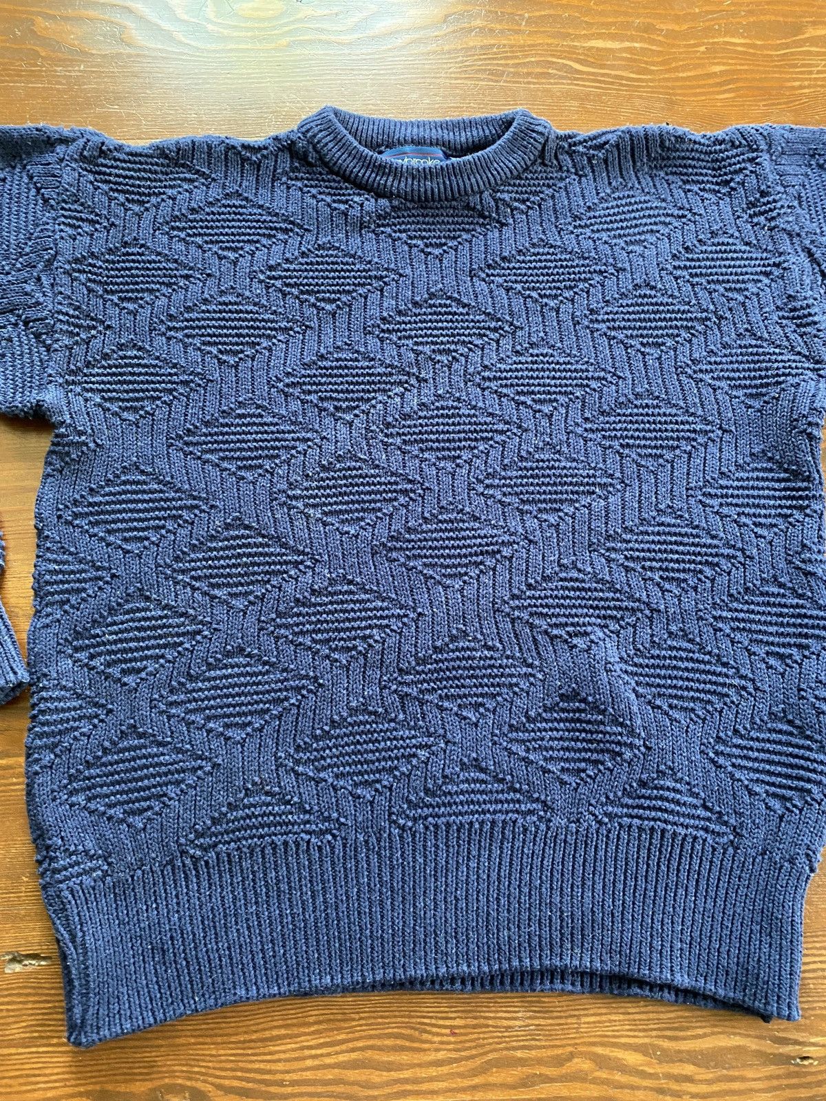 Vintage Vintage 80’s Claybrooke Navy Diamond Pattern Knit Sweater Size US L / EU 52-54 / 3 - 5 Thumbnail
