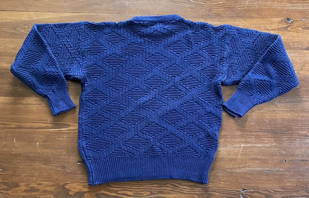 Vintage Vintage 80’s Claybrooke Navy Diamond Pattern Knit Sweater Size US L / EU 52-54 / 3 - 9 Thumbnail