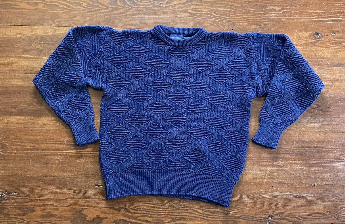 Vintage Vintage 80’s Claybrooke Navy Diamond Pattern Knit Sweater Size US L / EU 52-54 / 3 - 2 Thumbnail