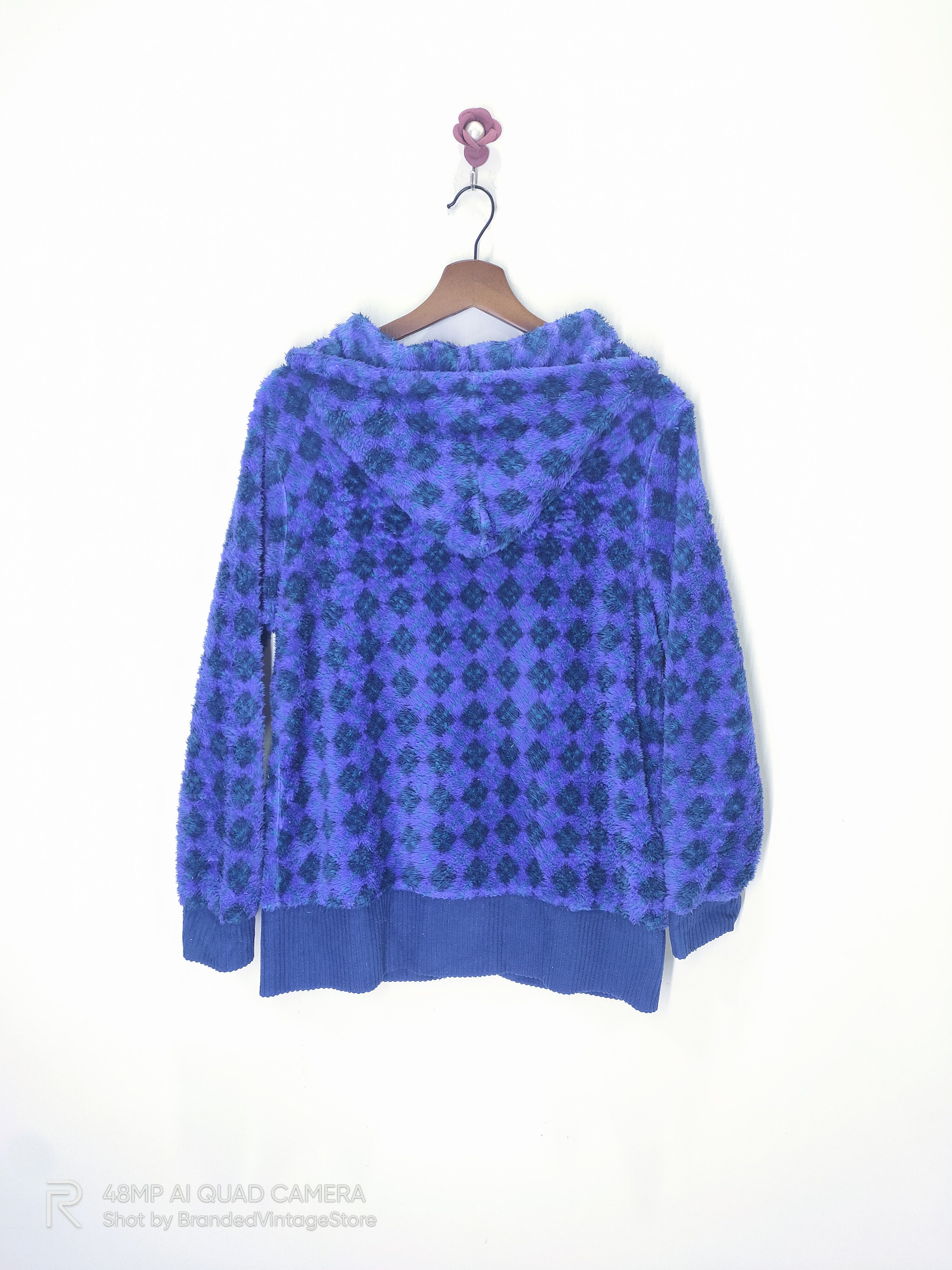 Jeremy Argyle Vintage LIBRE Argyle Fleece Sherpa Colourful Hoodie Jacket Size M / US 6-8 / IT 42-44 - 4 Thumbnail