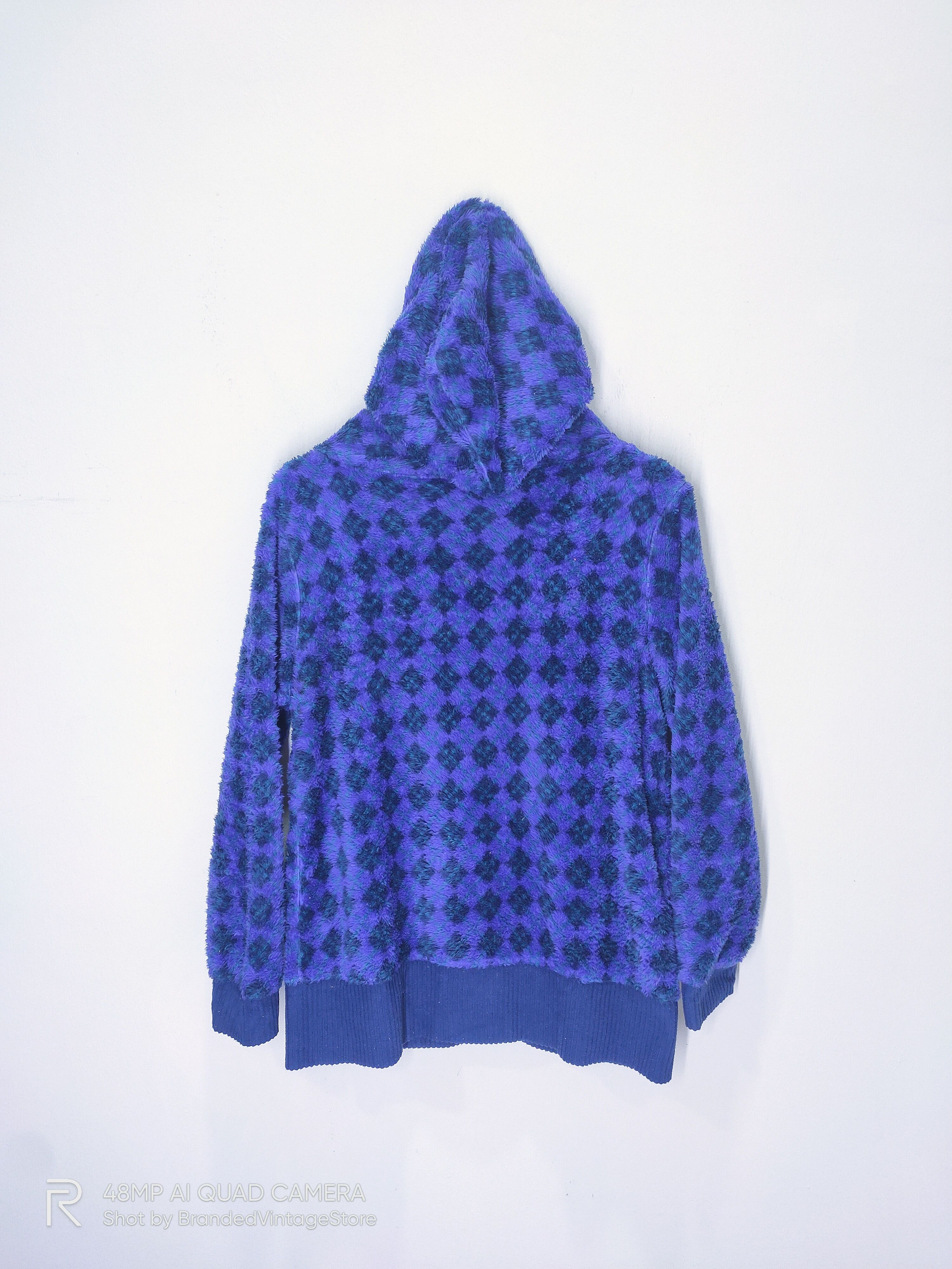 Jeremy Argyle Vintage LIBRE Argyle Fleece Sherpa Colourful Hoodie Jacket Size M / US 6-8 / IT 42-44 - 3 Thumbnail