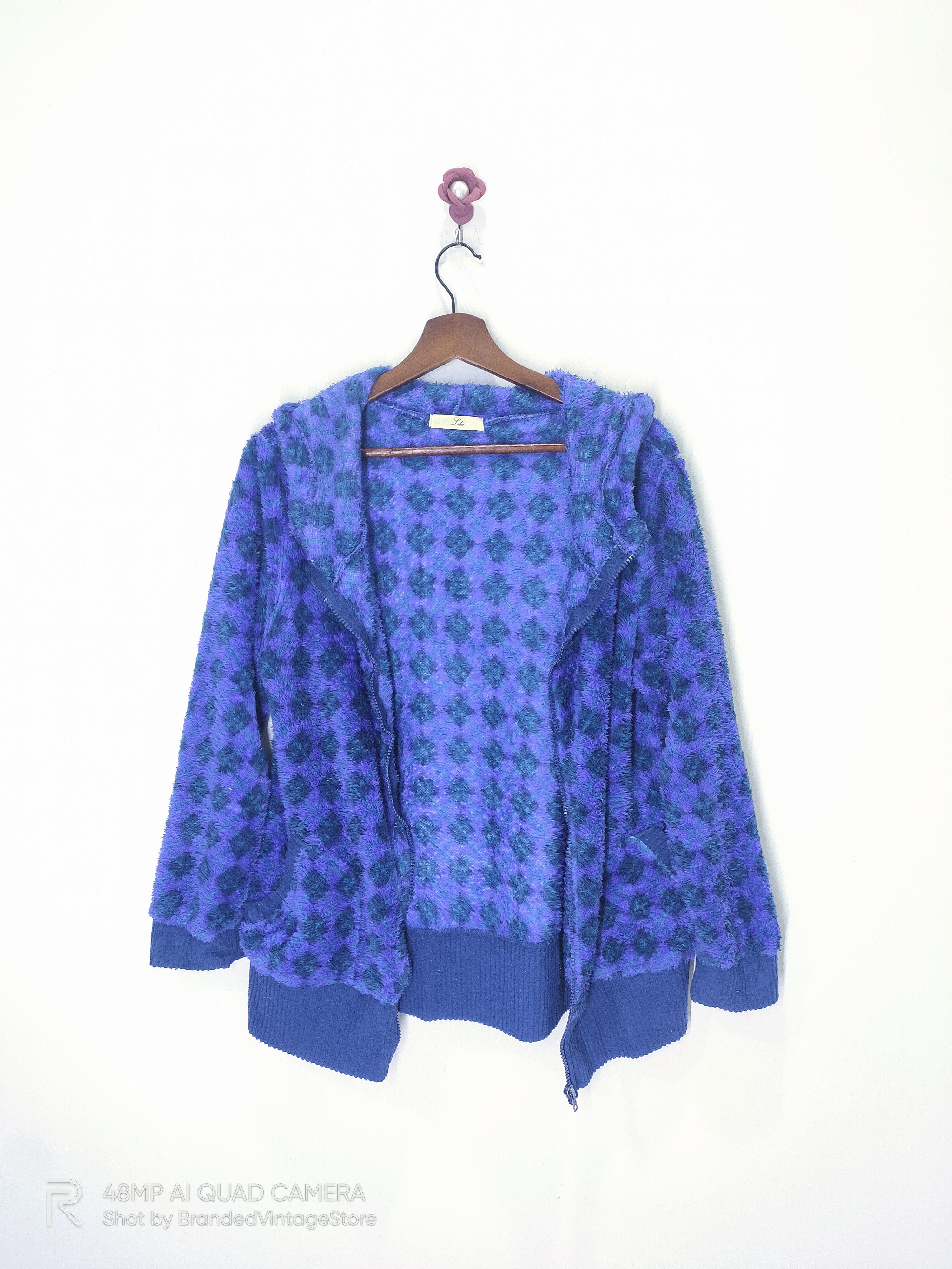 Jeremy Argyle Vintage LIBRE Argyle Fleece Sherpa Colourful Hoodie Jacket Size M / US 6-8 / IT 42-44 - 5 Thumbnail