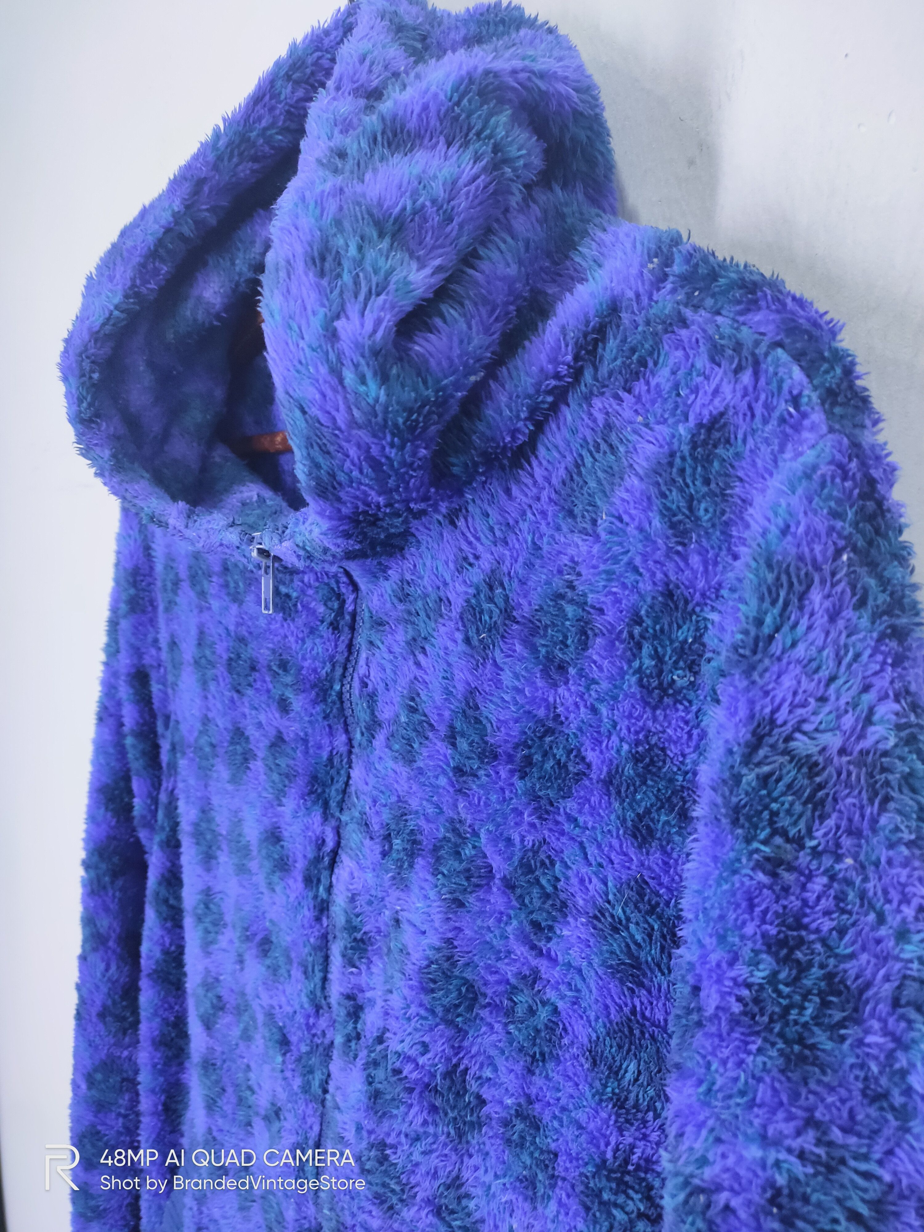 Jeremy Argyle Vintage LIBRE Argyle Fleece Sherpa Colourful Hoodie Jacket Size M / US 6-8 / IT 42-44 - 7 Thumbnail
