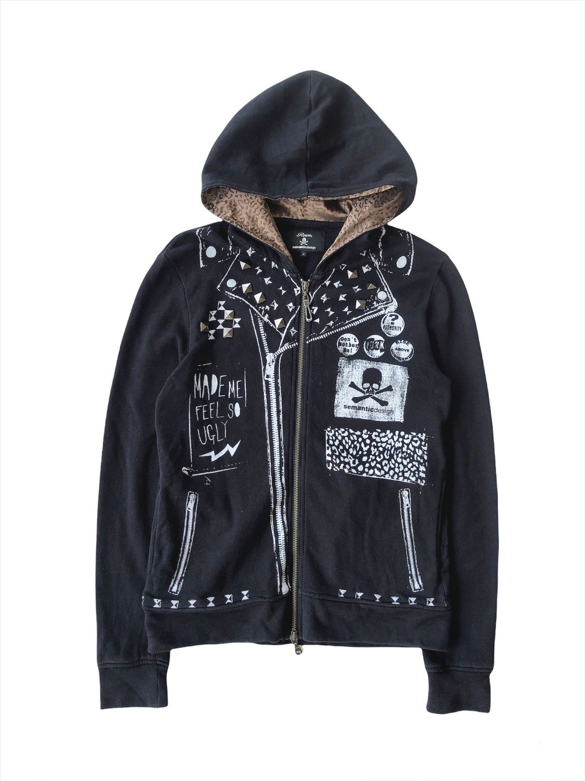 image of Mastermind Japan x Roen Fw05 Roen Semantic Design Skulls Double Collar Hoodie in Black (Size Small)