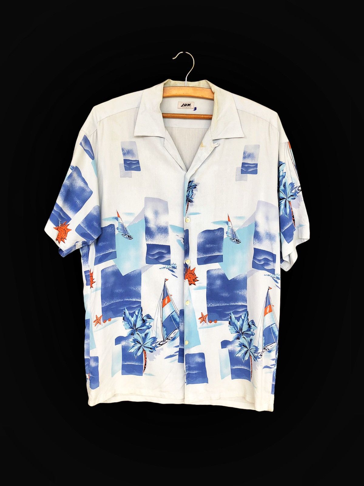 JUN MEN GRAIL🔥90s Jun Men 🇯🇵 Yacht Motif Rayon Aloha Shirt Size US M / EU 48-50 / 2 - 2 Thumbnail