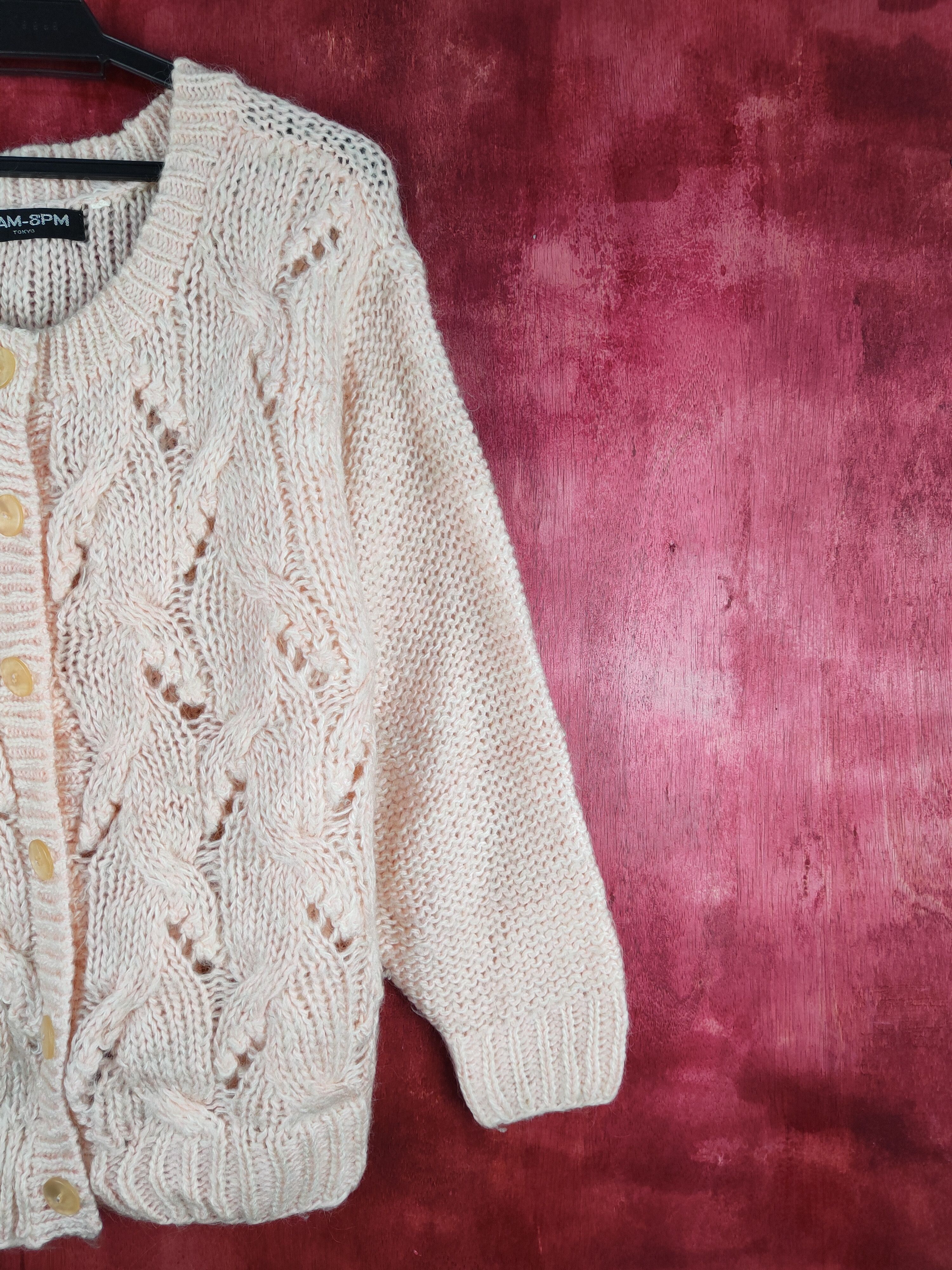 Aran Isles Knitwear 10AM-8PM Tokyo crochet mesh net Knitwear Cardigan #196B Size L / US 10 / IT 46 - 5 Thumbnail