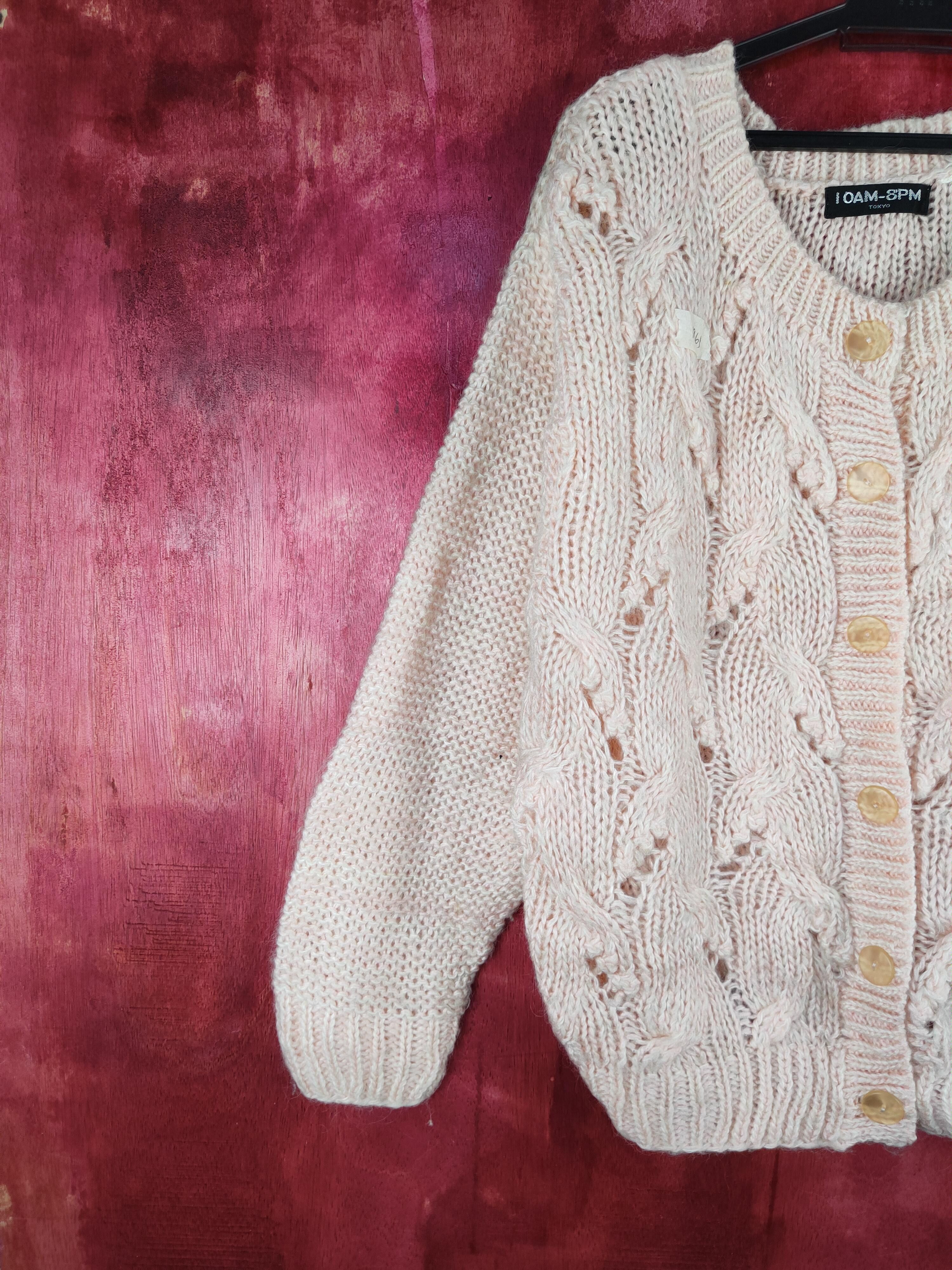 Aran Isles Knitwear 10AM-8PM Tokyo crochet mesh net Knitwear Cardigan #196B Size L / US 10 / IT 46 - 3 Thumbnail