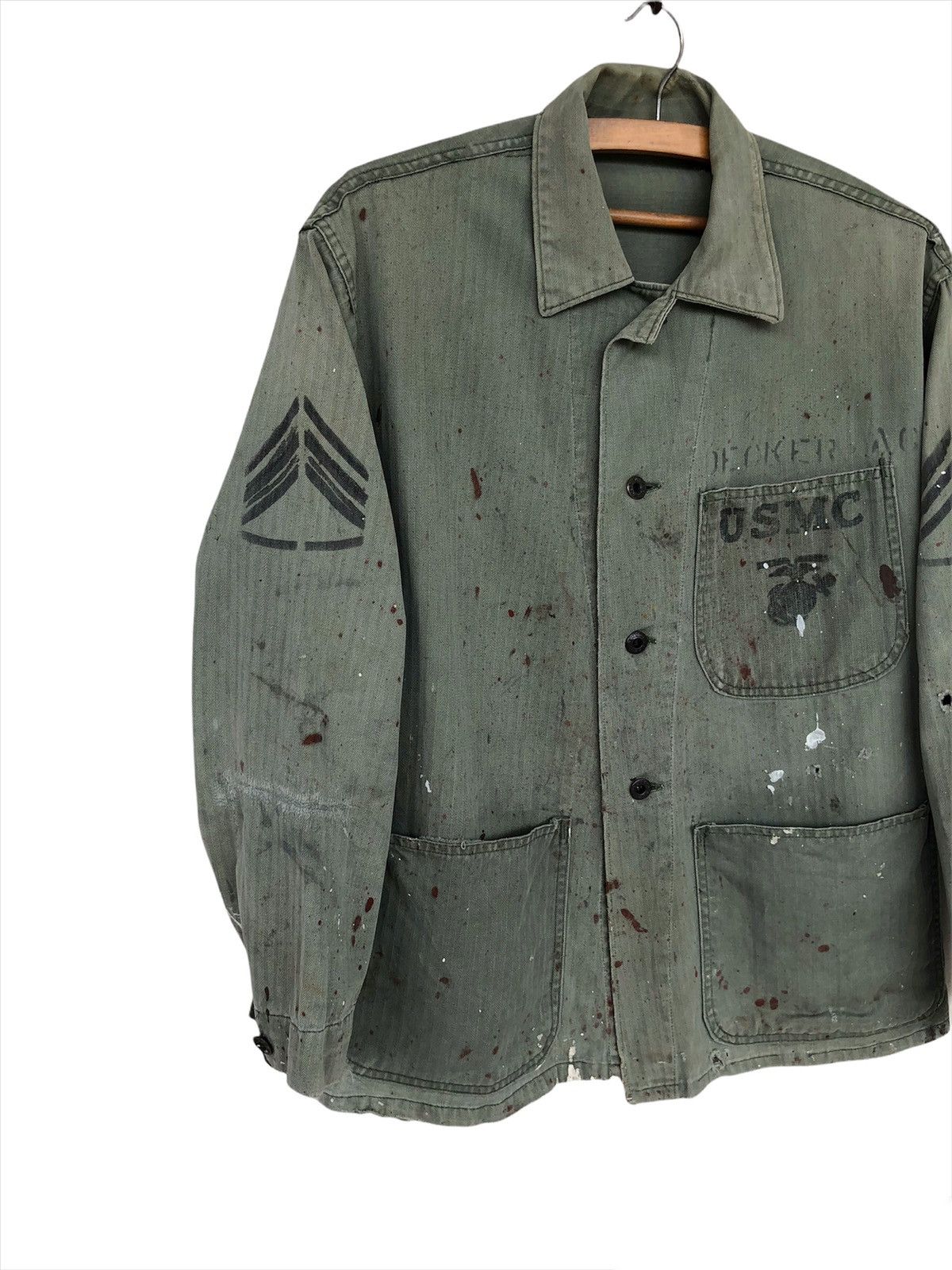 Vintage TRUE VINTAGE🔥OG 1941 USMC P41 HBT Jacket WWII Era Size US M / EU 48-50 / 2 - 3 Thumbnail