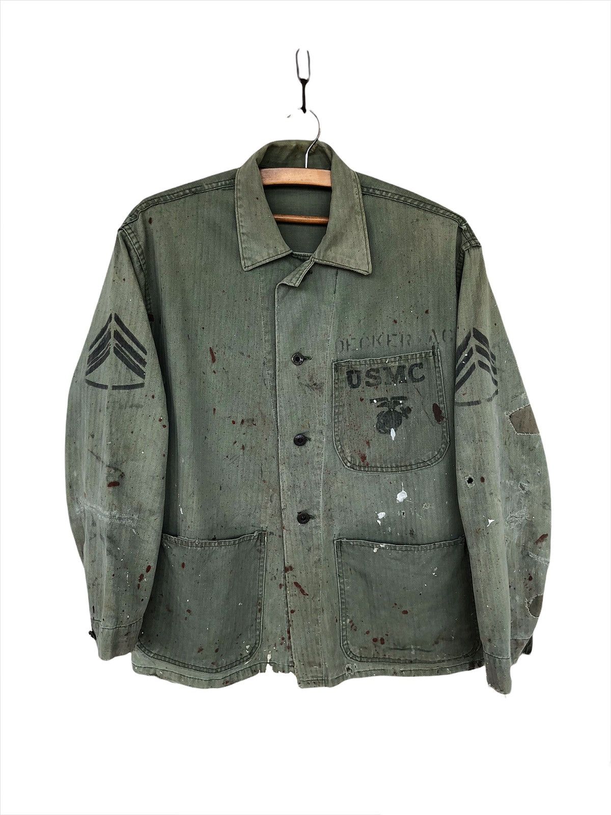 Vintage TRUE VINTAGE🔥OG 1941 USMC P41 HBT Jacket WWII Era Size US M / EU 48-50 / 2 - 1 Thumbnail