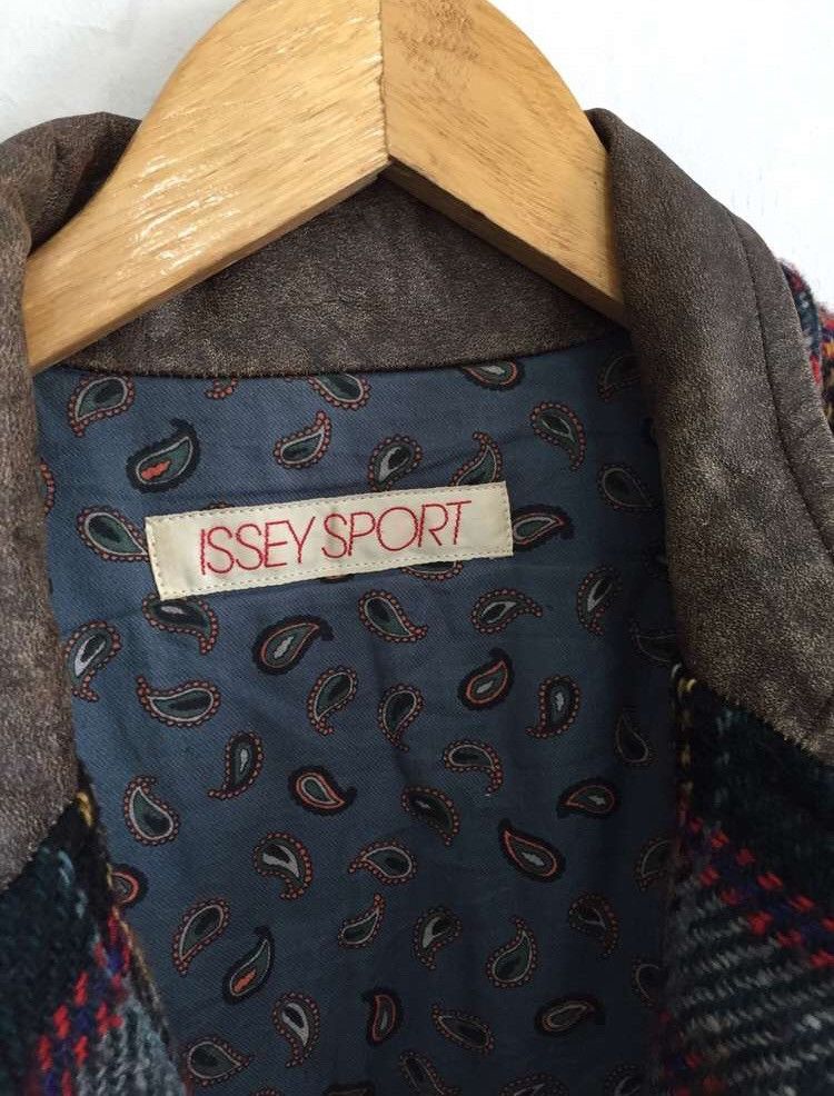 Issey Miyake GRAIL🔥IS Bondage Plaid Wool Leather Varsity Jacket Size US L / EU 52-54 / 3 - 6 Thumbnail