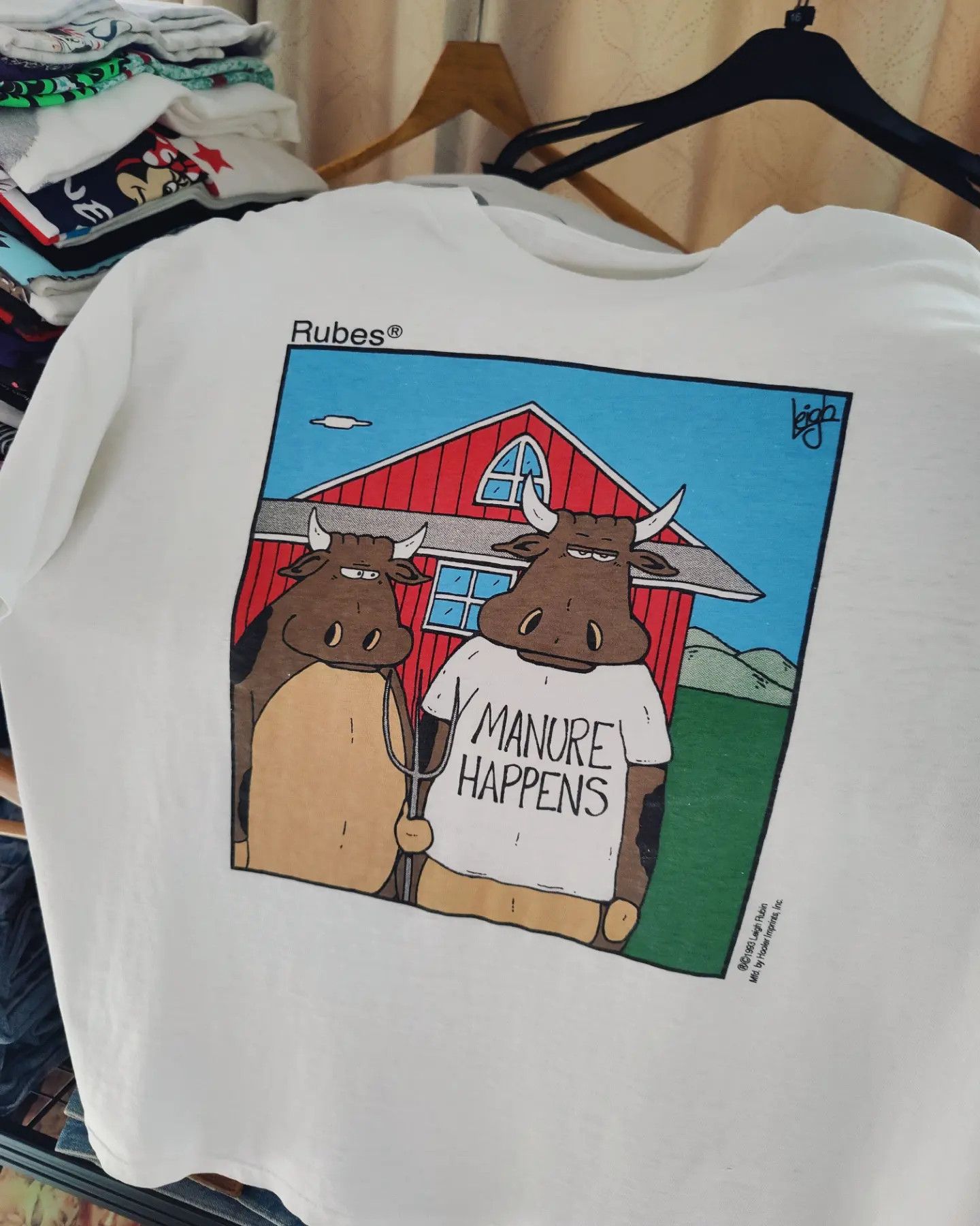 Vintage 1993 Leigh Rubin - American Gothic Parody 🧑🏿‍🌾🐮 Size US L / EU 52-54 / 3 - 1 Thumbnail