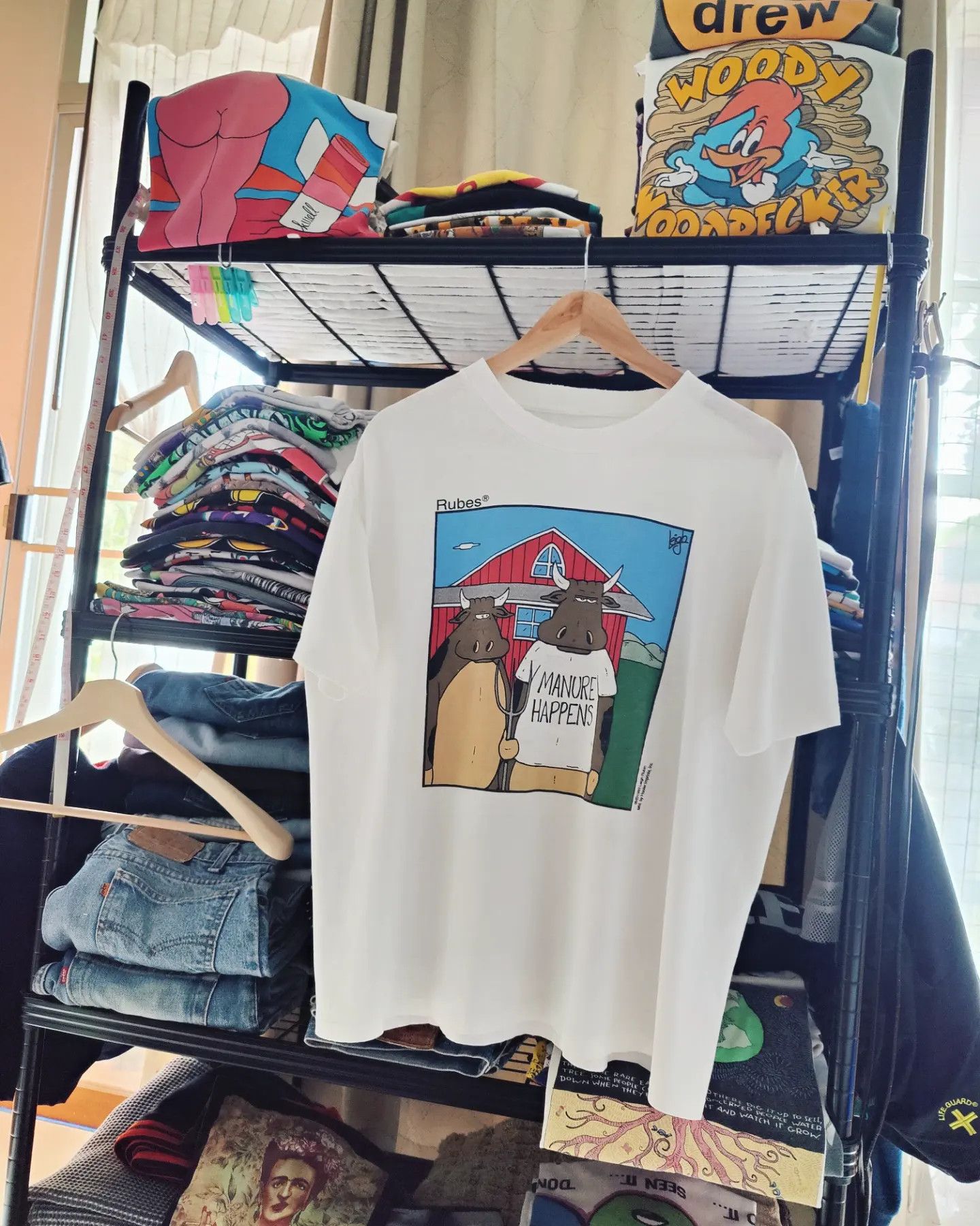 Vintage 1993 Leigh Rubin - American Gothic Parody 🧑🏿‍🌾🐮 Size US L / EU 52-54 / 3 - 7 Thumbnail