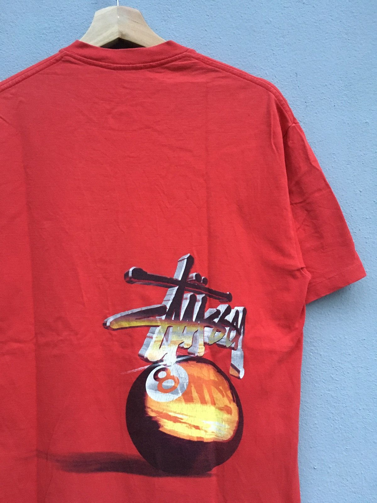 image of Stussy X Eight Ball Skateboard Tee in Red, Men's (Size Medium)
