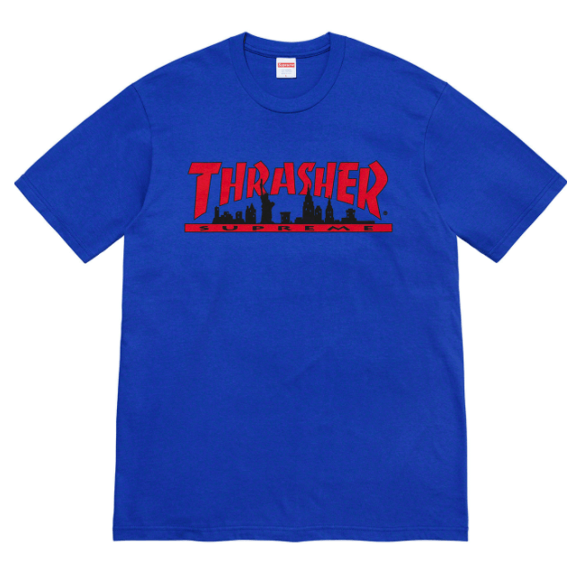 Supreme Supreme Thrasher Skyline Logo T-Shirt Royal Blue DS FW21