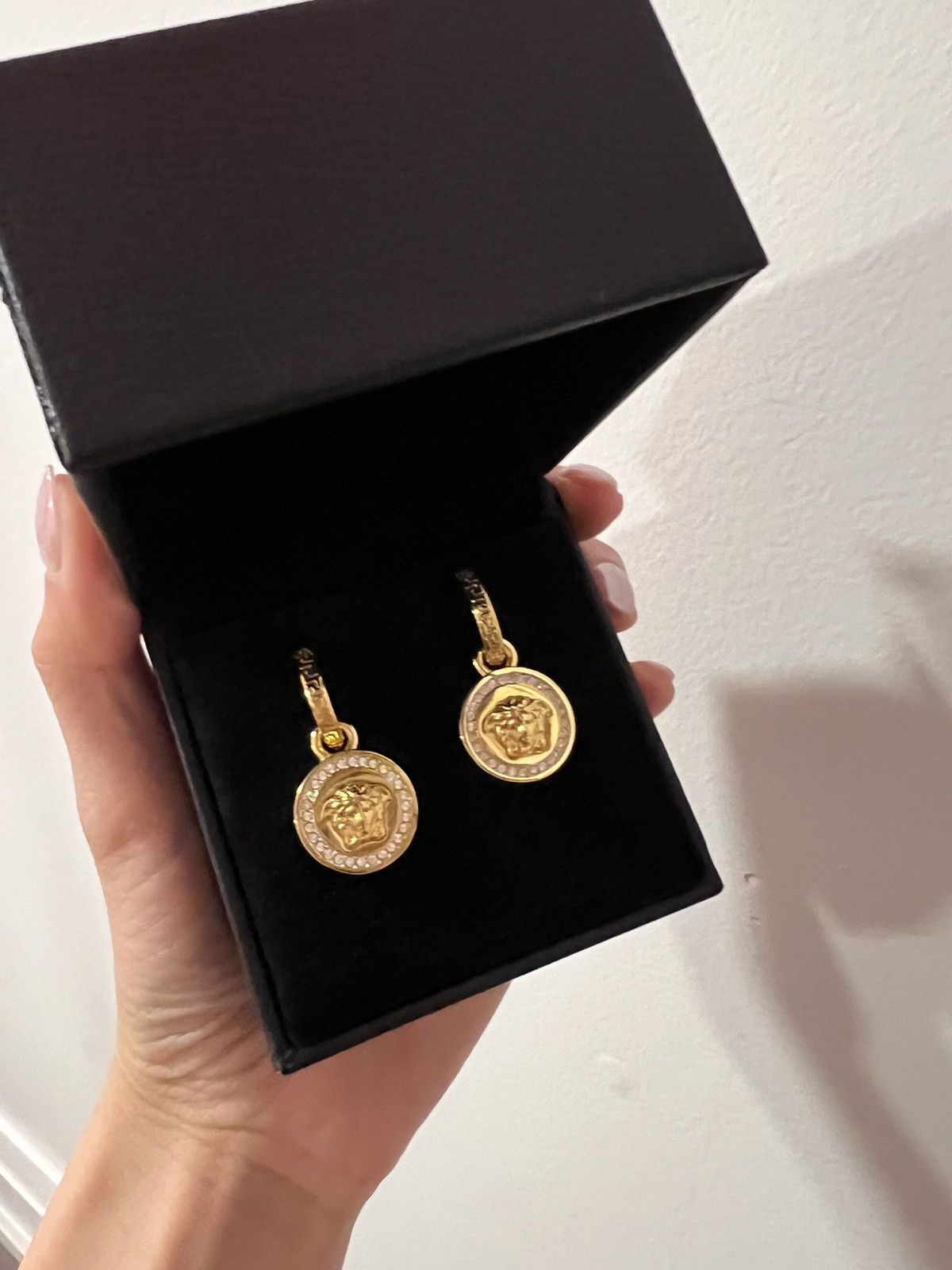 image of Versace Gold Greca & Medusa Earrings, Women's