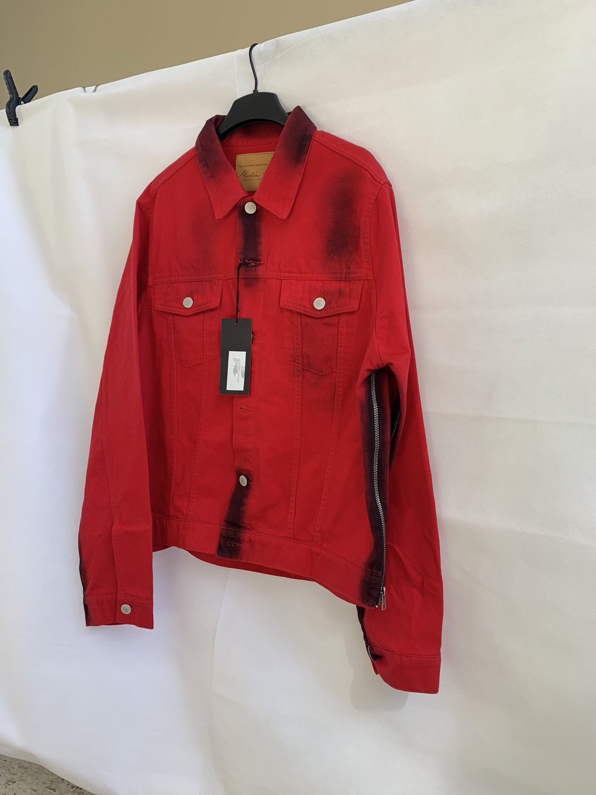 Martine Rose Zip Denim Jacket in Black / Red Size US S / EU 44-46 / 1 - 12 Thumbnail