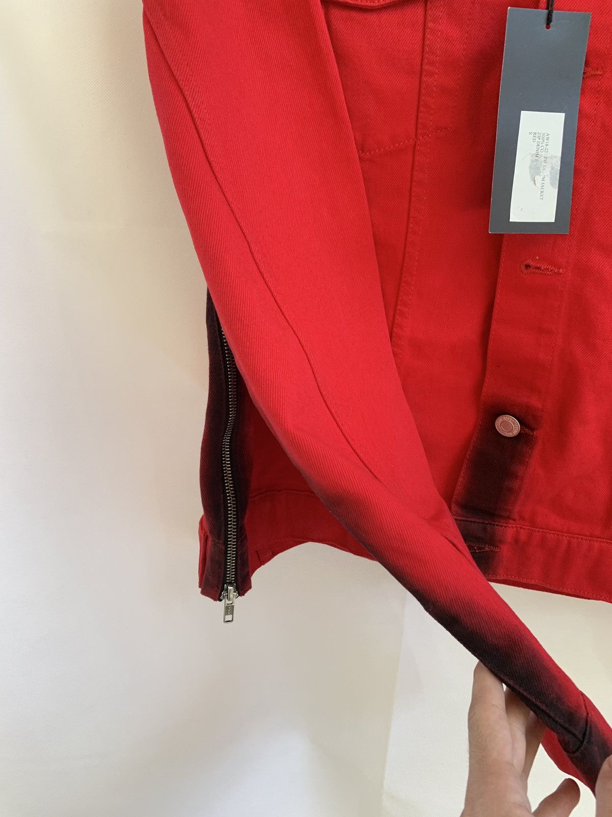 Martine Rose Zip Denim Jacket in Black / Red Size US S / EU 44-46 / 1 - 9 Thumbnail