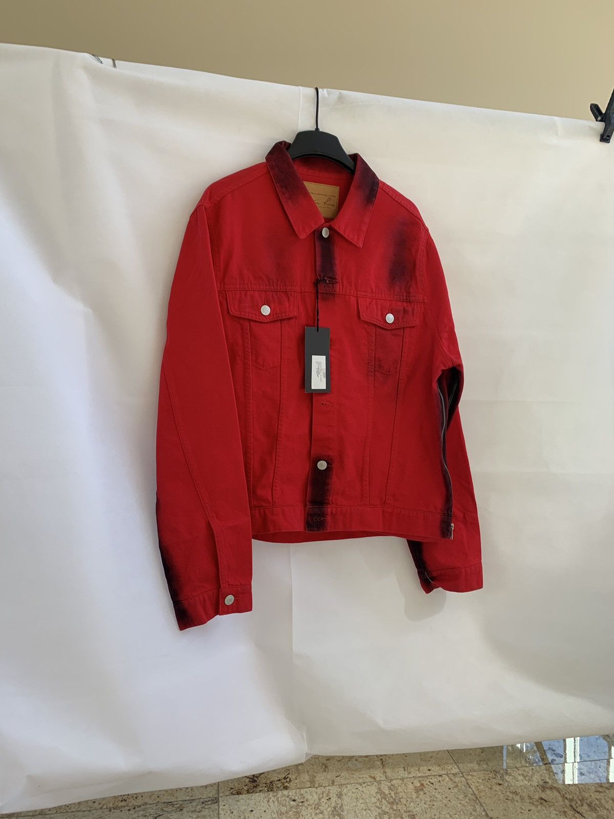 Martine Rose Zip Denim Jacket in Black / Red Size US S / EU 44-46 / 1 - 2 Thumbnail