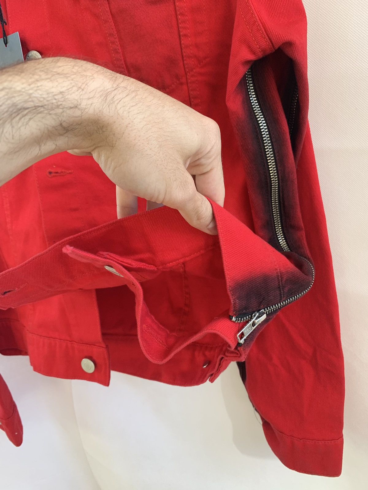 Martine Rose Zip Denim Jacket in Black / Red Size US S / EU 44-46 / 1 - 15 Thumbnail