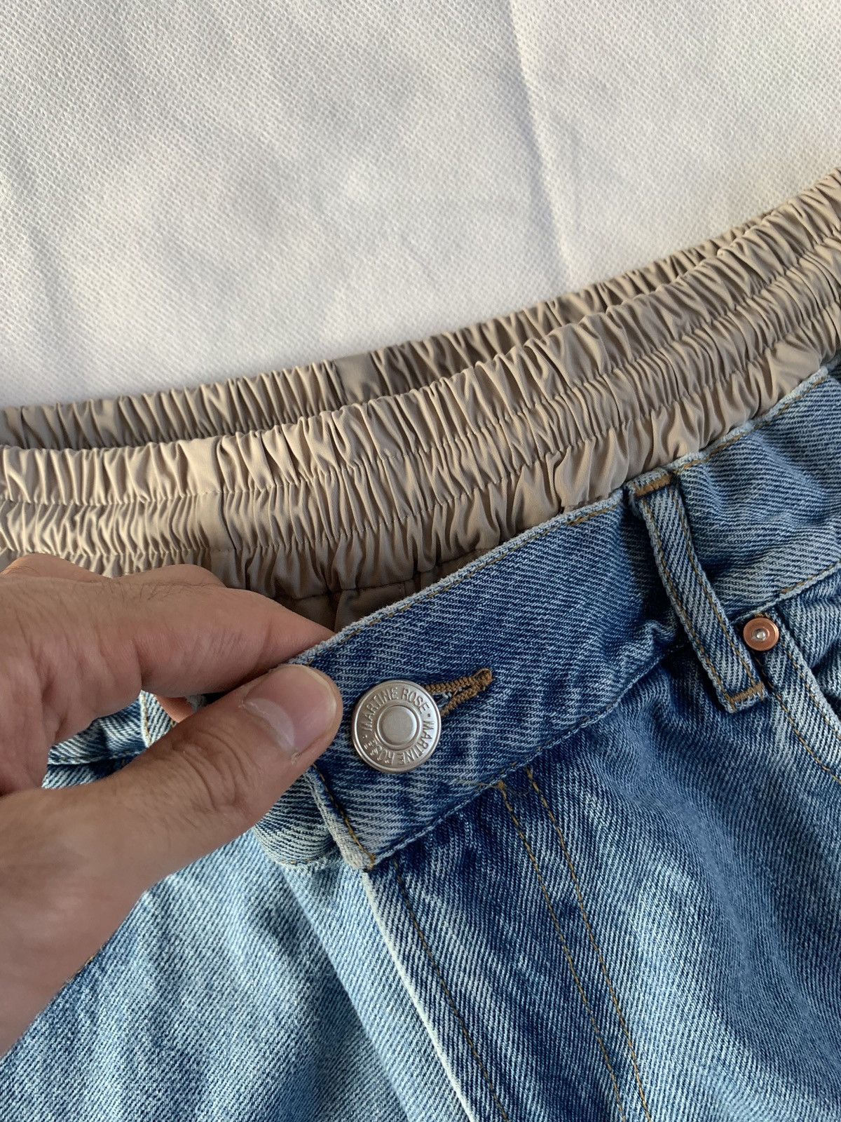 Martine Rose Hybrid Denim Track Pants in Light Blue Size US 34 / EU 50 - 7 Thumbnail