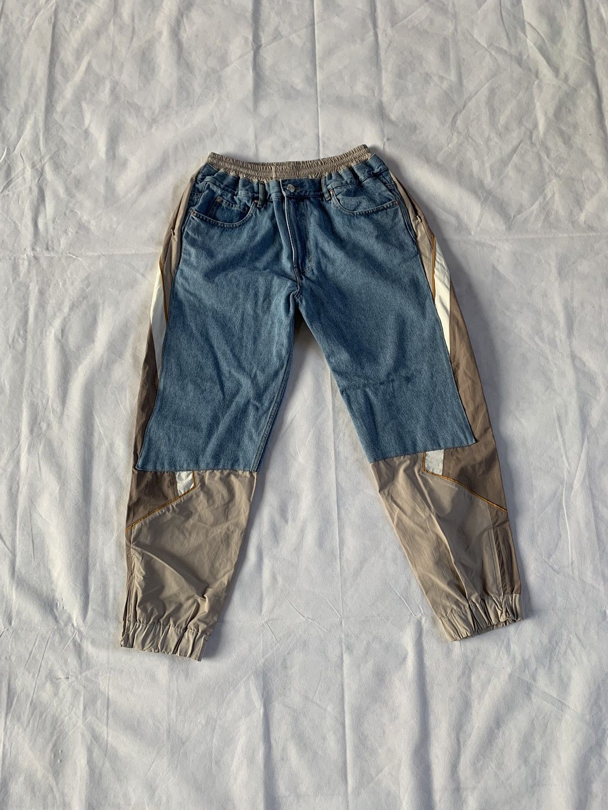 Martine Rose Hybrid Denim Track Pants in Light Blue Size US 34 / EU 50 - 2 Thumbnail