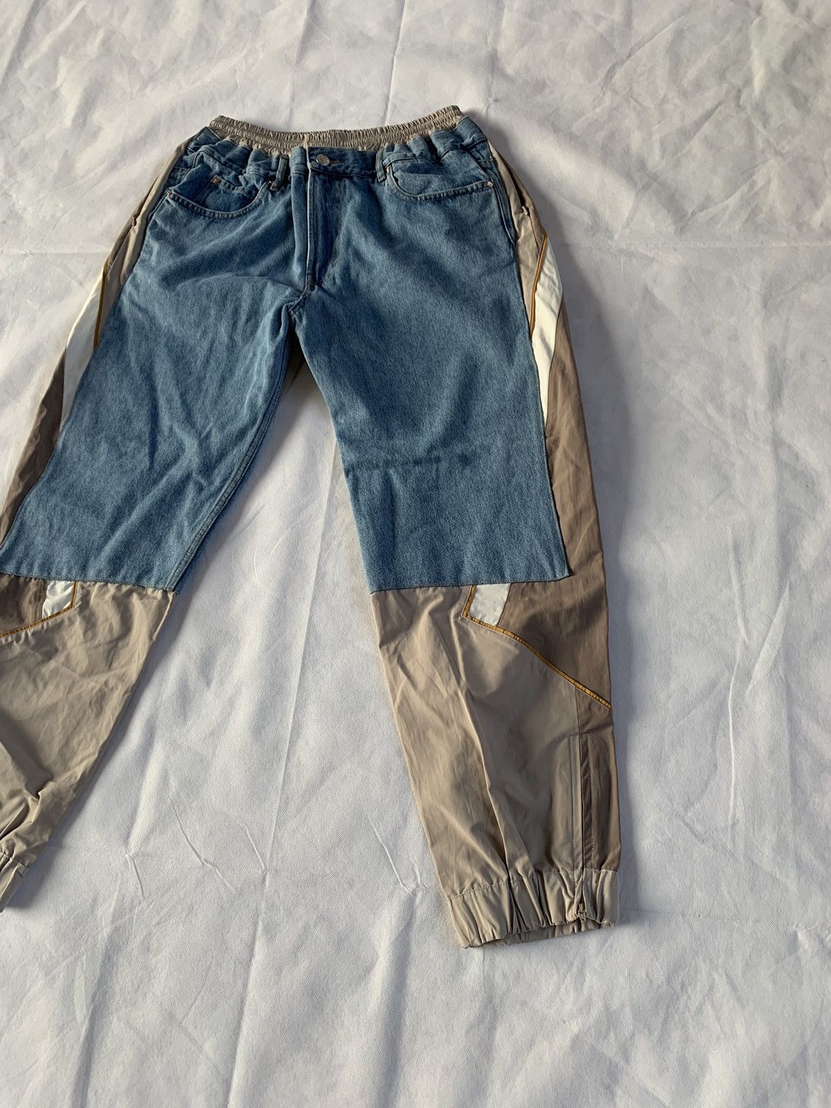 Martine Rose Hybrid Denim Track Pants in Light Blue Size US 34 / EU 50 - 3 Thumbnail