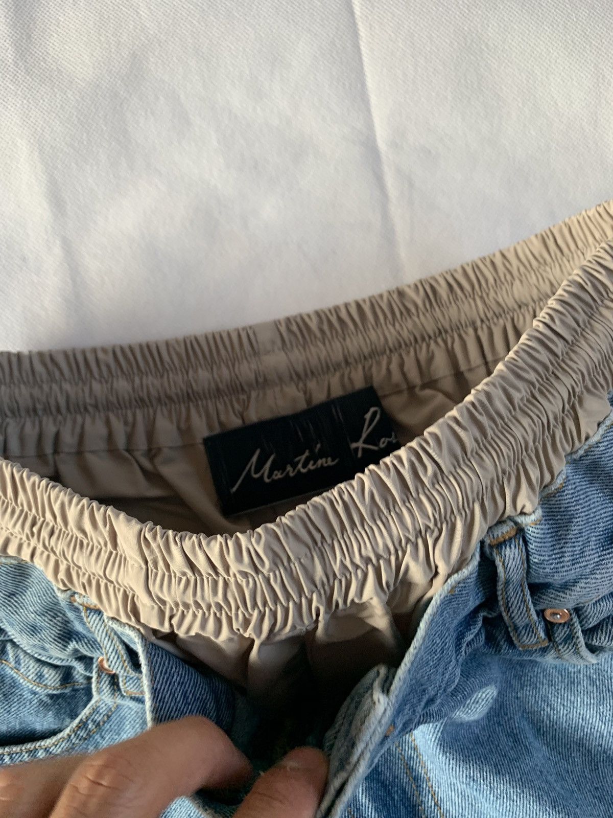 Martine Rose Hybrid Denim Track Pants in Light Blue Size US 34 / EU 50 - 8 Thumbnail