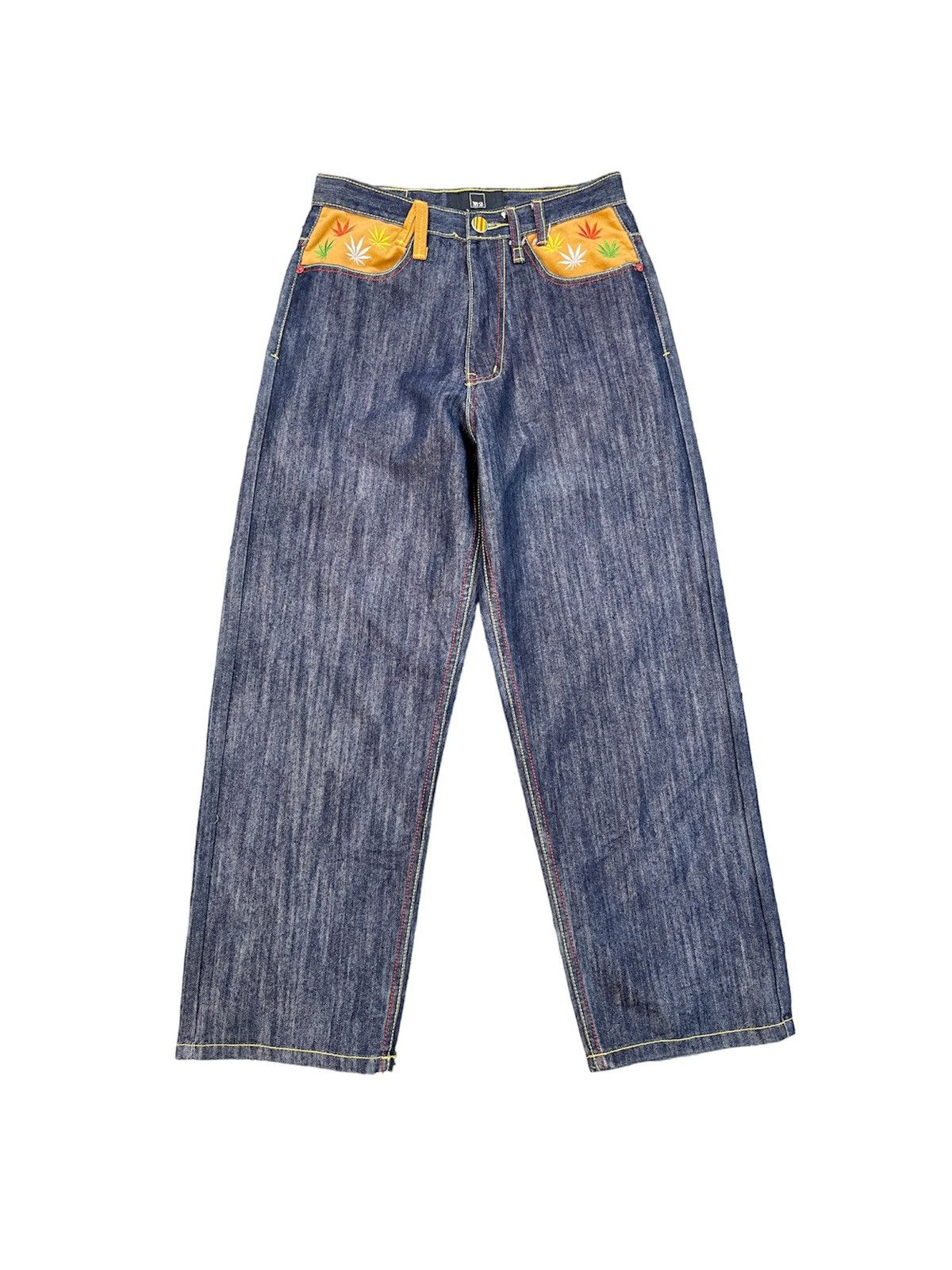 image of Distressed Denim x Vintage Baggy M2 Jeans Bob Marley Size 30X28 in Blue Denim Bob Marley, Men's