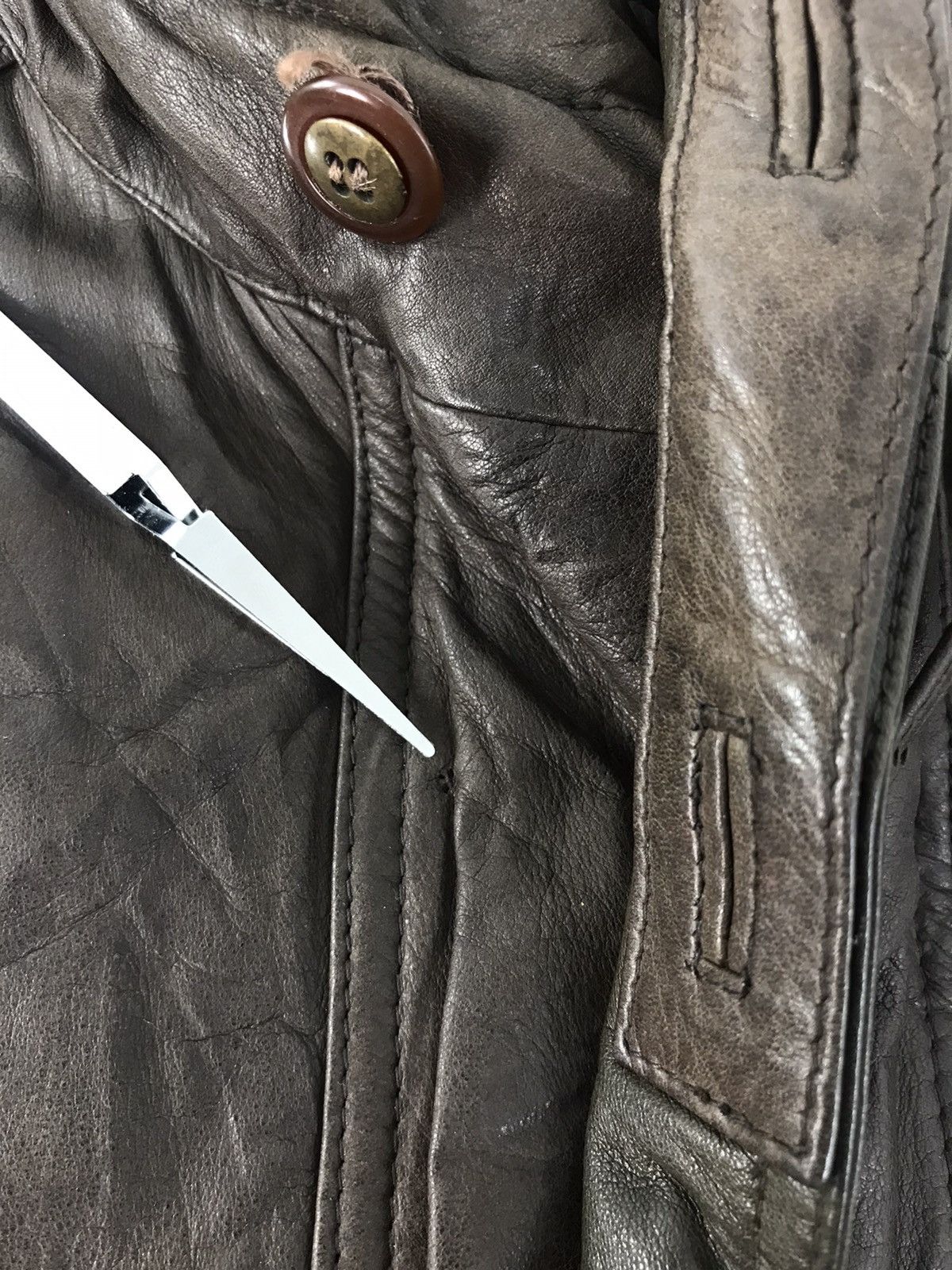 Vintage Uomo Anmo Bomber Leather Jacket Trucker Workwear Size US L / EU 52-54 / 3 - 13 Thumbnail
