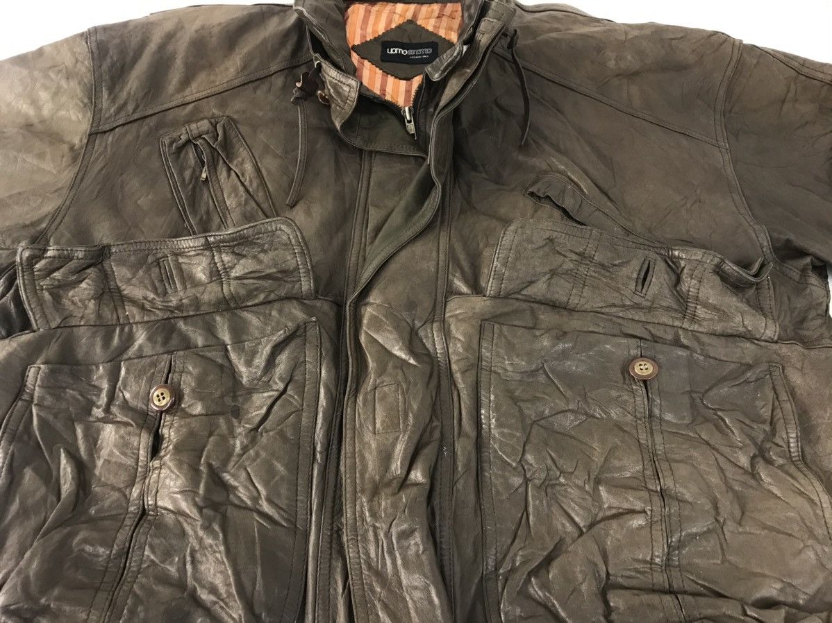 Vintage Uomo Anmo Bomber Leather Jacket Trucker Workwear Size US L / EU 52-54 / 3 - 3 Thumbnail
