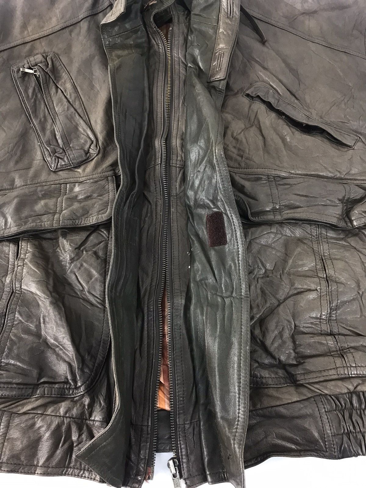 Vintage Uomo Anmo Bomber Leather Jacket Trucker Workwear Size US L / EU 52-54 / 3 - 5 Thumbnail