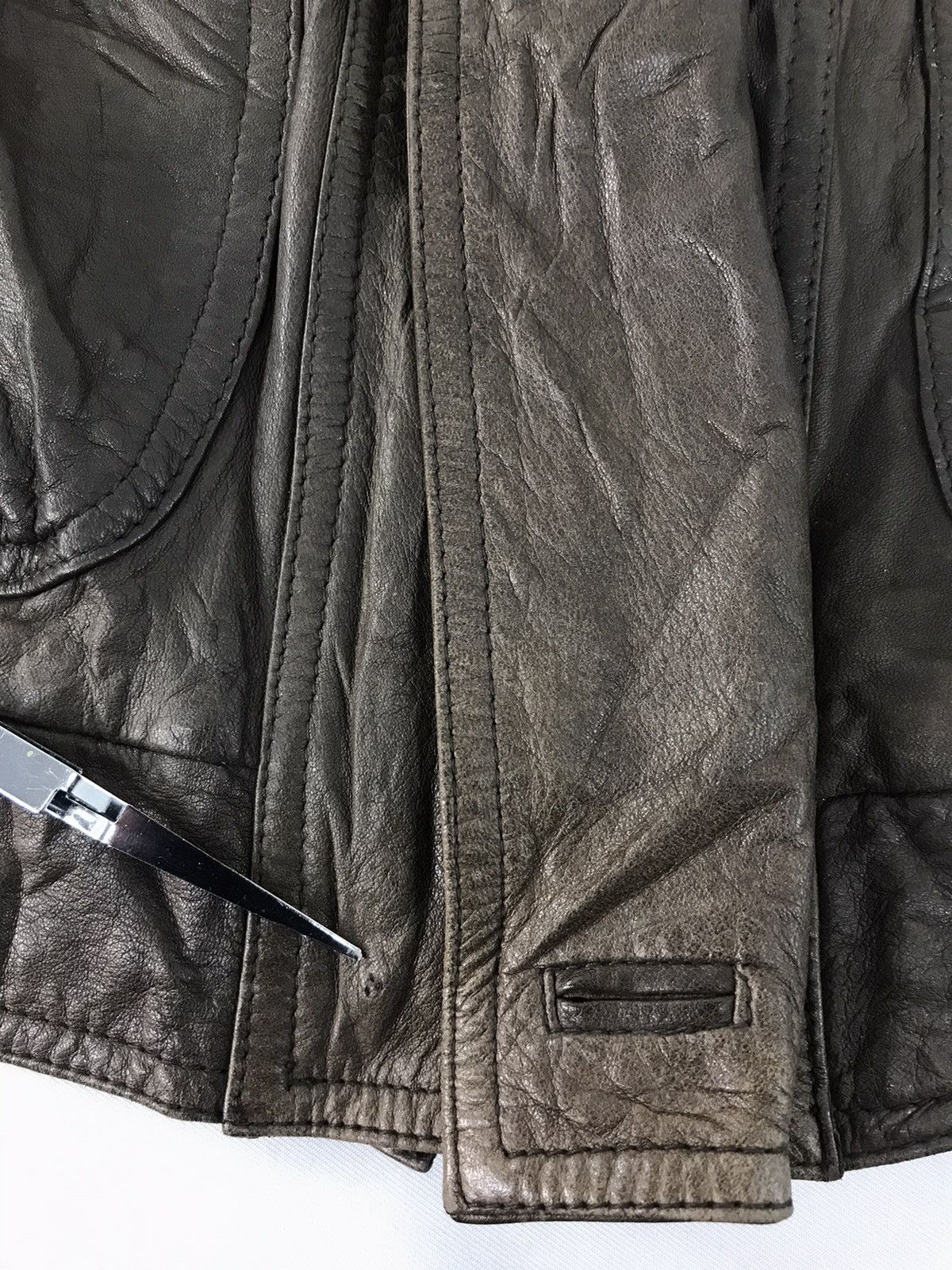 Vintage Uomo Anmo Bomber Leather Jacket Trucker Workwear Size US L / EU 52-54 / 3 - 14 Thumbnail