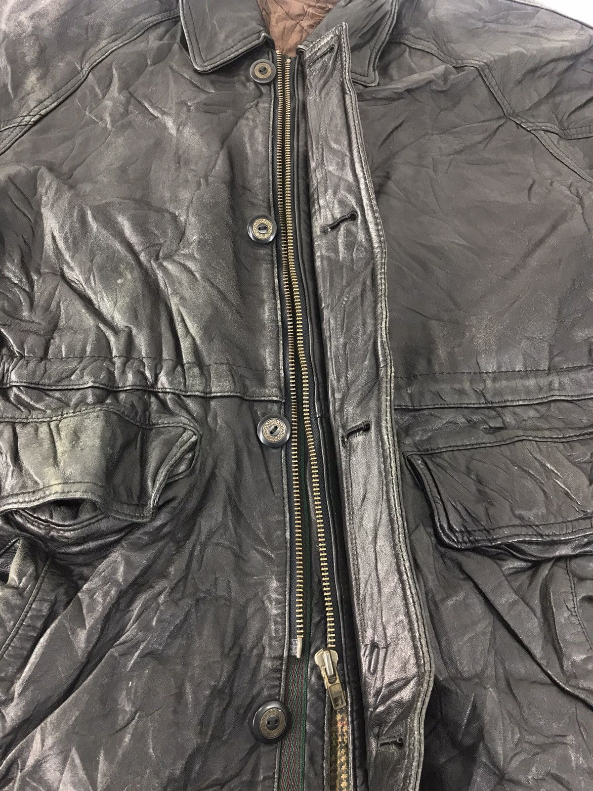 Vintage Inizio Leather Jacket Quilted Woven Inner Hype Style Size US M / EU 48-50 / 2 - 5 Thumbnail